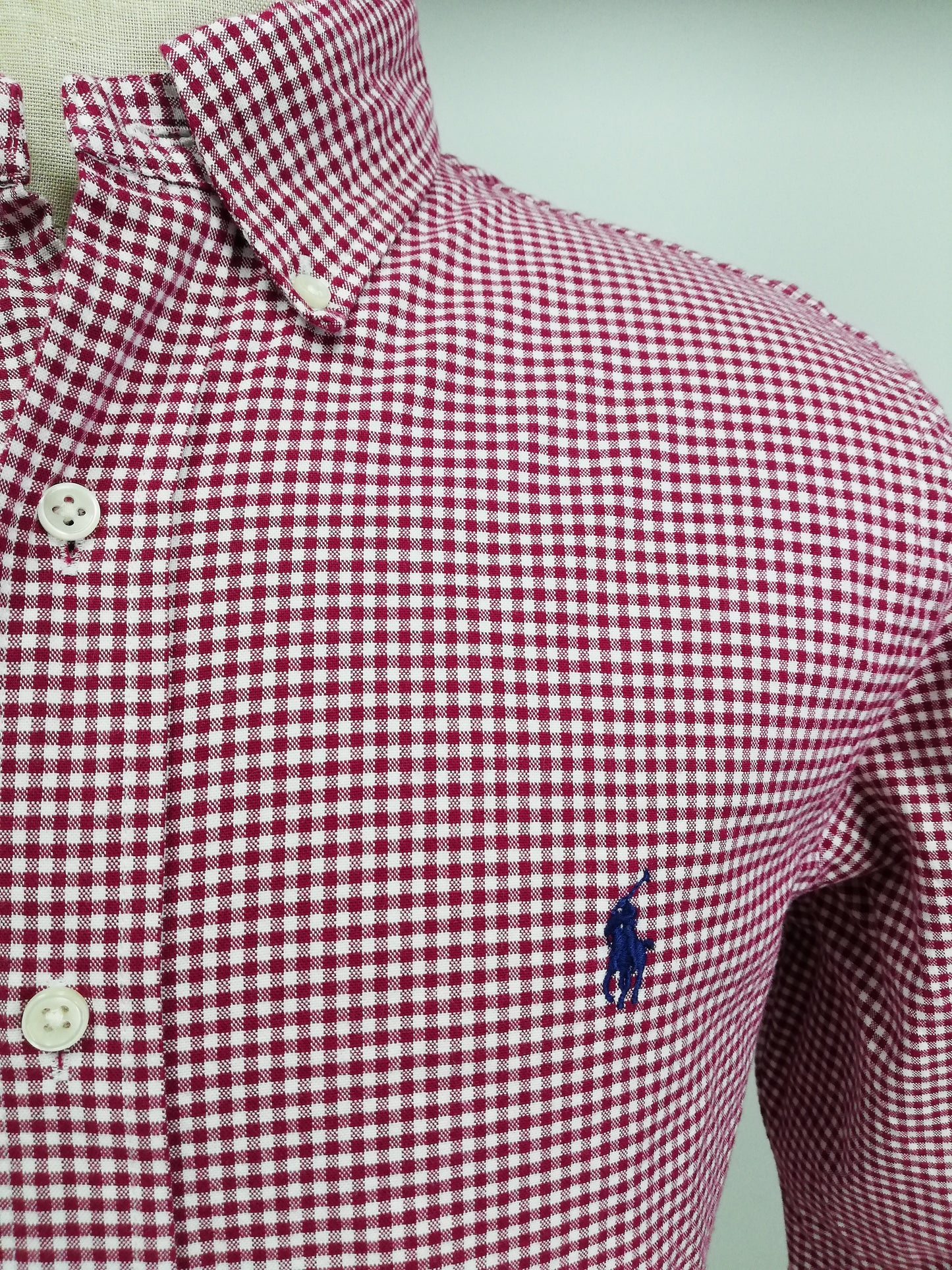 Camisa Polo Ralph Lauren 🏇🏼 con patron de cuadros gingham rojo y blanco Talla XL Entalle Regular