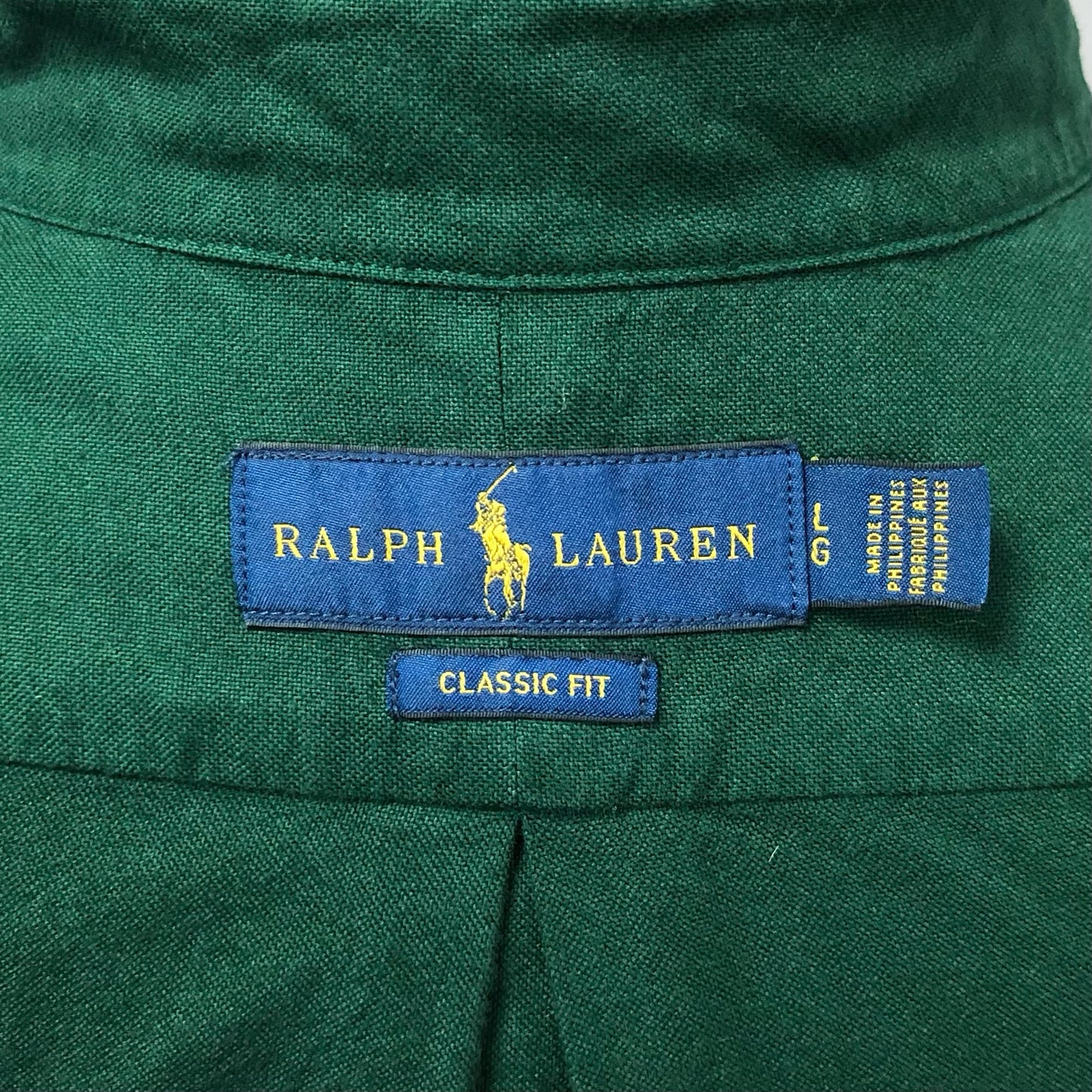 Camisa de botones Polo Ralph Lauren 🏇🏼 Oxford Color verde oscuro Talla L Entalle Clásico