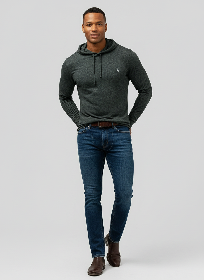 Sueter Jersey con capucha Polo Ralph Lauren 🏇🏼 color gira oscuro Talla L