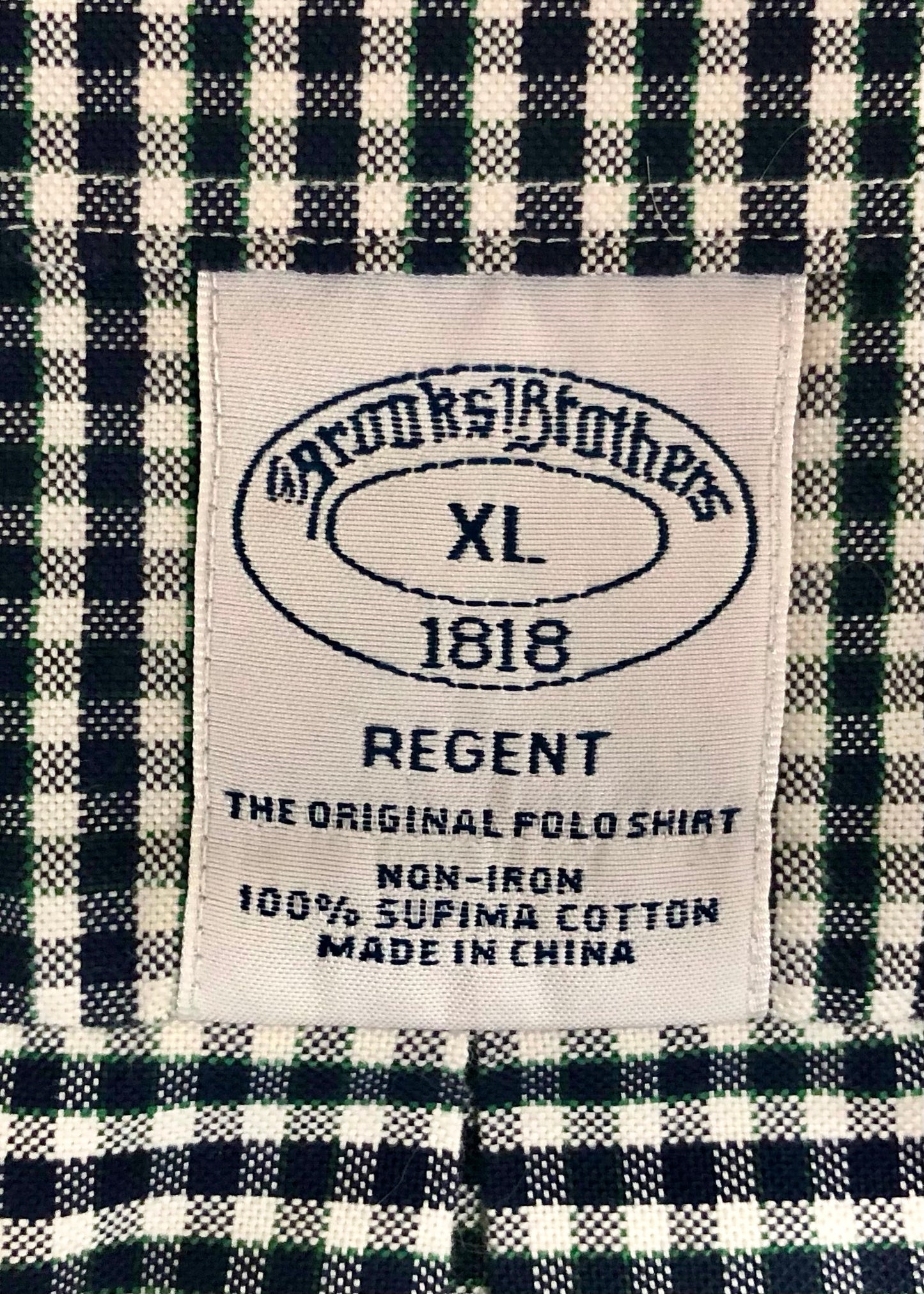 Camisa Brooks Brothers 🐑 de cuadros gingham en azul oscuro y blanco Talla XL Entalle Regular