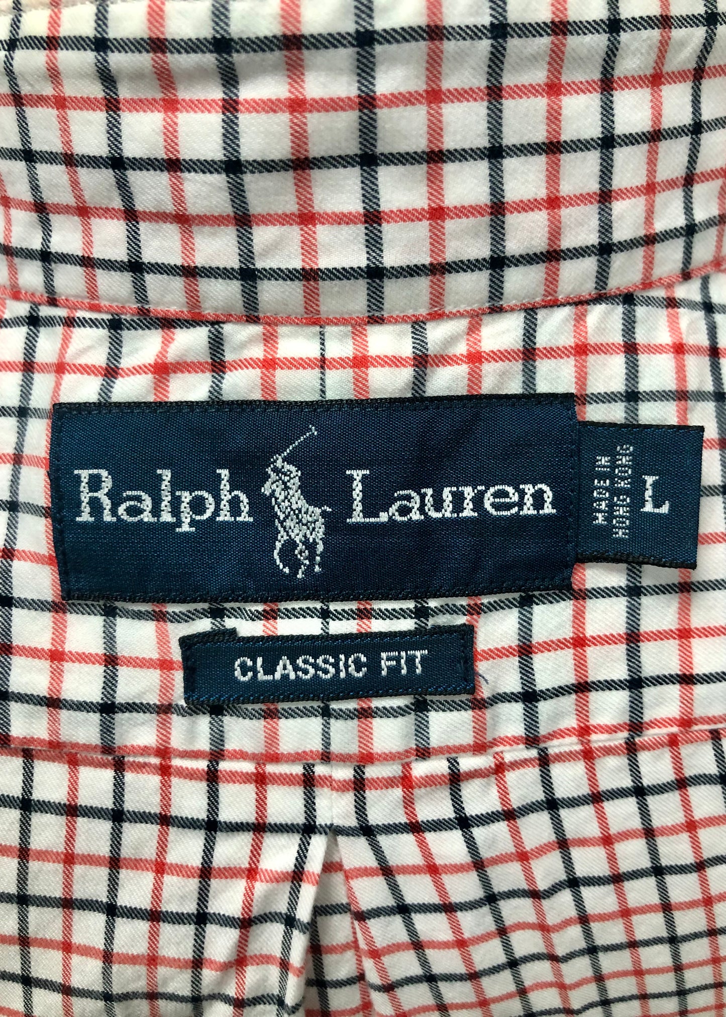 Camisa Polo Ralph Lauren 🏇🏼 Color blanco de cuadros en color rojo y azul Talla L Entalle Clásico