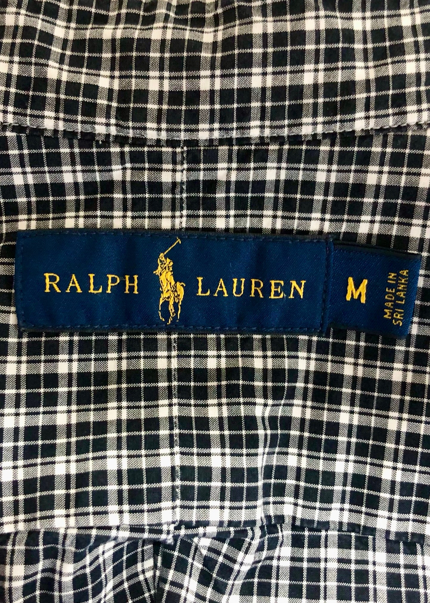 Camisa de botones Polo Ralph Lauren 🏇🏼 con patron de cuadros negro y blanco Talla M Entalle Regular