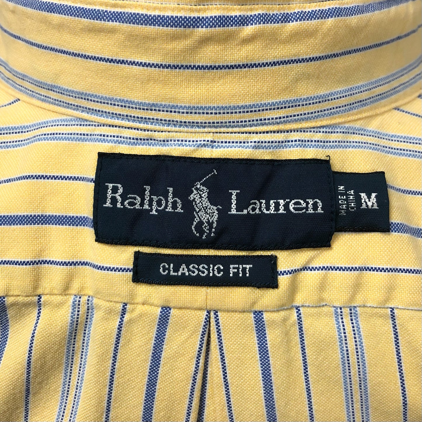 Camisa Polo Ralph Lauren 🏇🏼 color amarillo con rayas en color azul y blanco Talla M Entalle Clásico