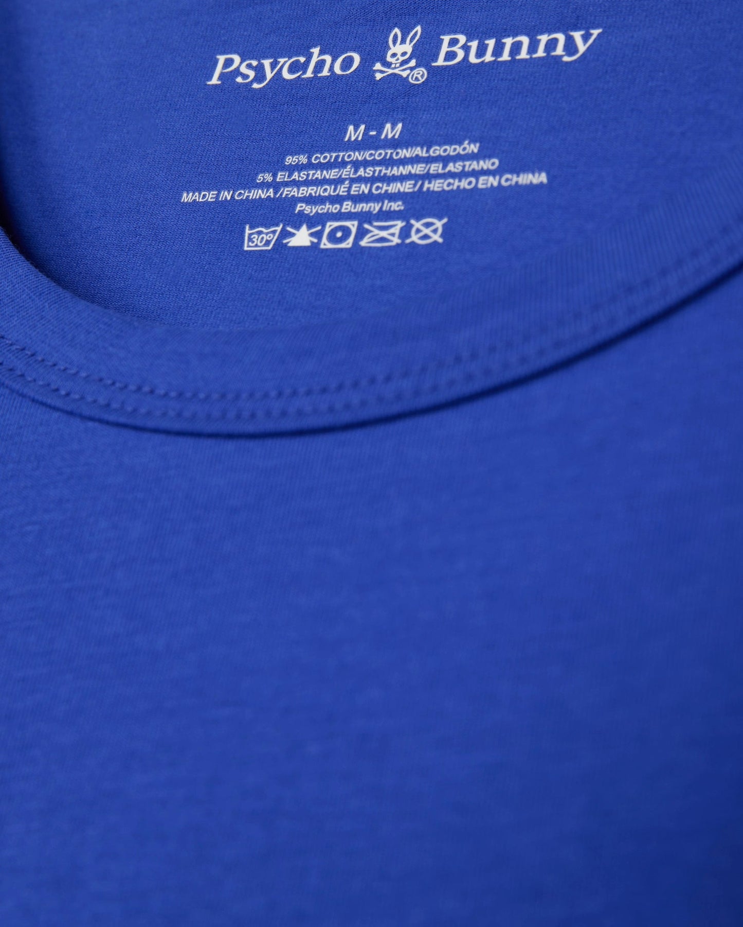 Paquete de 2 Camisetas Interior Psycho Bunny 🐰 Cuello redondo Tela algodón color azul y rosado intenso Talla M