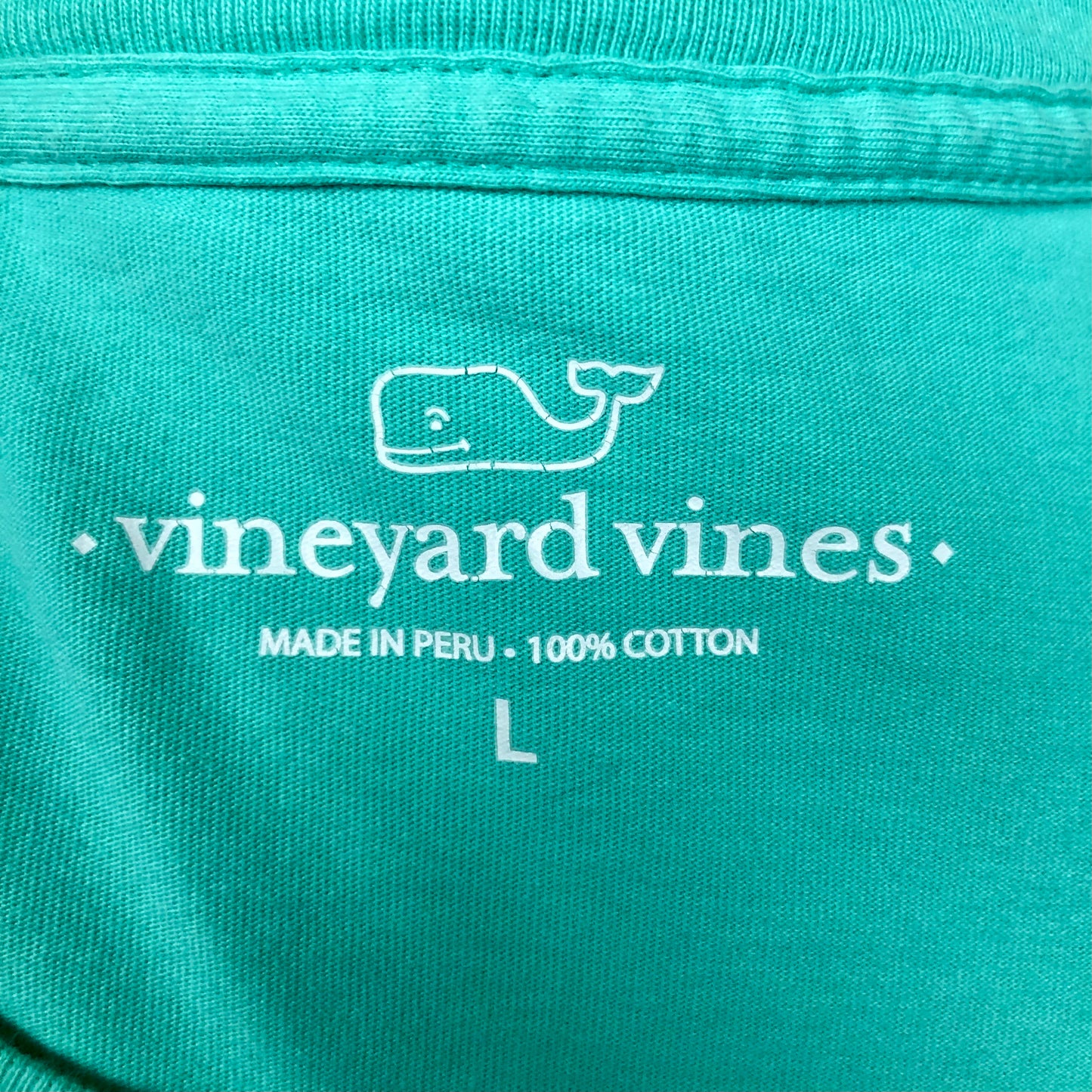 Camiseta de bolsillo Vineyard Vines 🐳 color turquesa con Diseño de Pez en azul Talla L