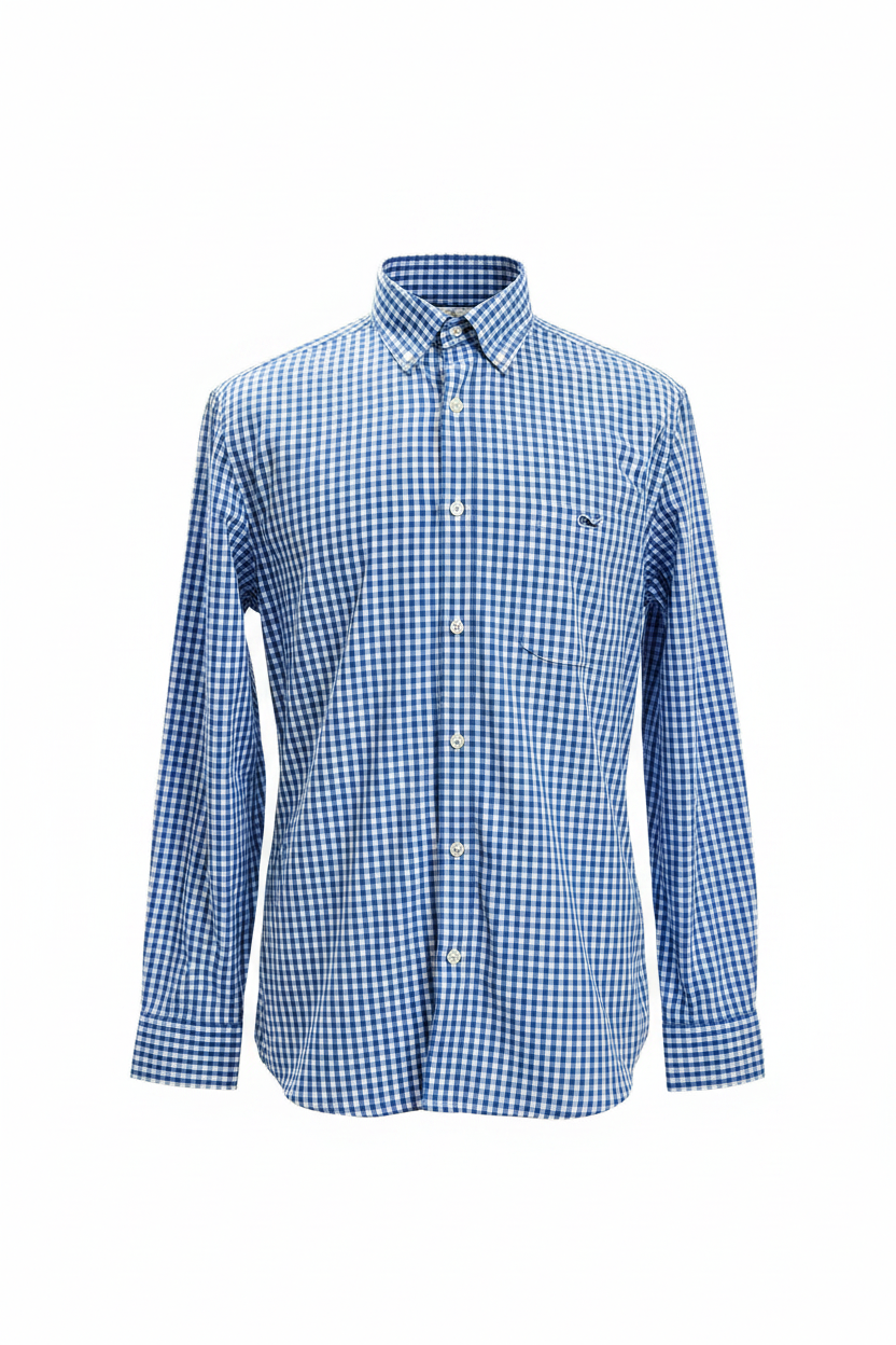 Camisa de botones Vineyard Vines 🐳 de cuadros en color azul y blanco Talla L Entalle Clásico