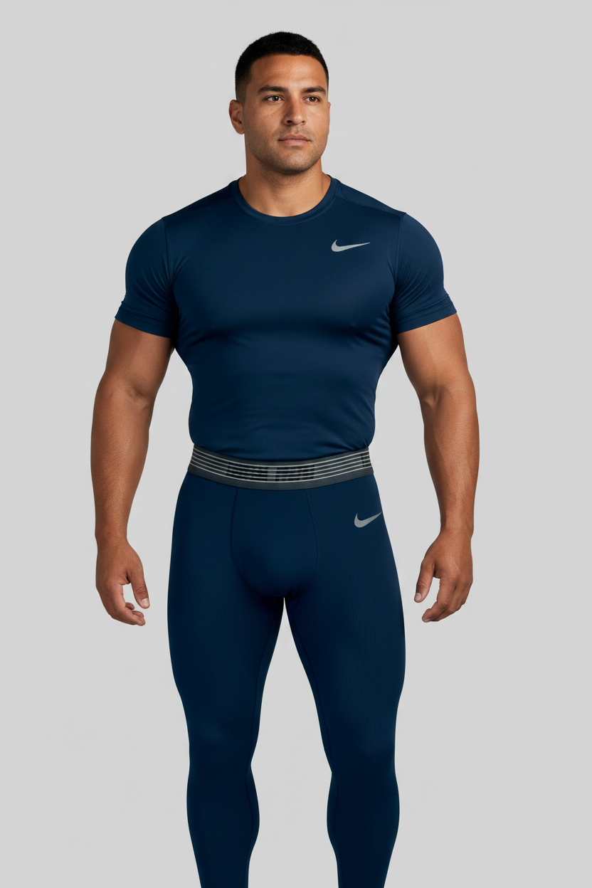 Malla de entrenamiento licra Nike ✔️ Pro Dri-FIT de hombre en Color azul navy cintura gris Talla XL y XXL