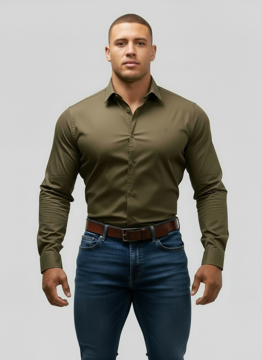 Camisa de botones Allsaints 🦌 color marrón oscuro Talla M Entalle Regular