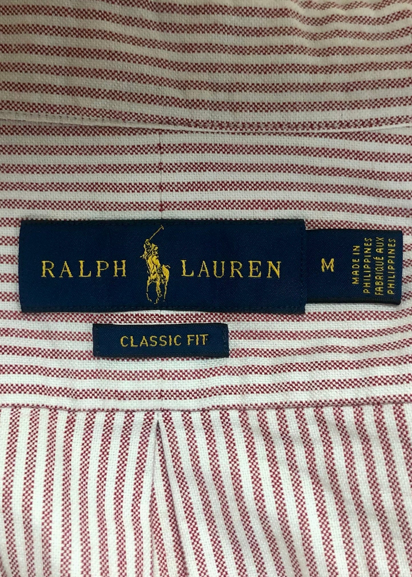 Camisa de botones Polo Ralph Lauren 🏇🏼 Oxford con rayas en rosado oscuro y blanco Talla M Entalle Clásico