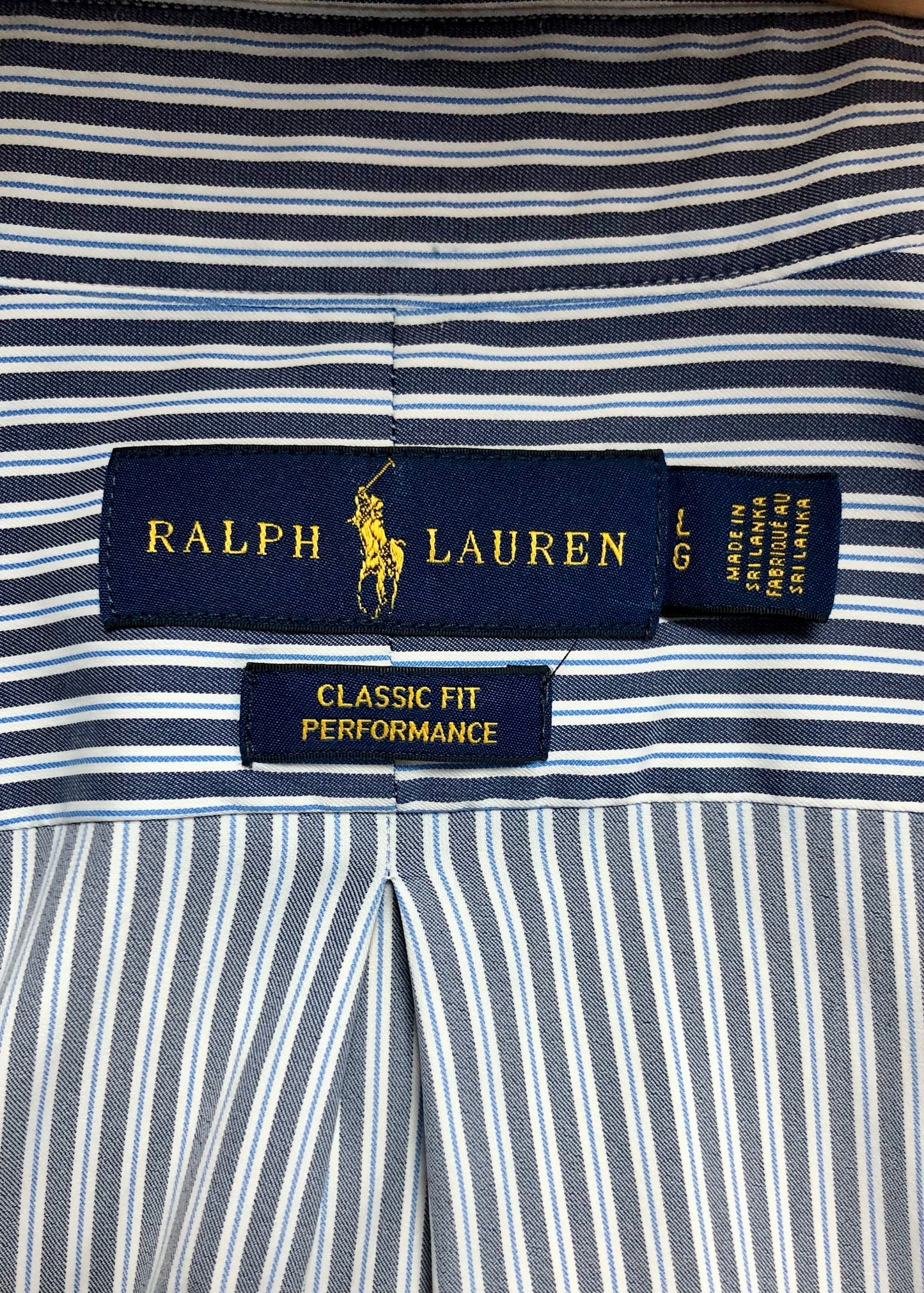 Camisa de botones Polo Ralph Lauren 🏇🏼 de rayas en color azul, celeste y blanco Talla L Entalle Clásico