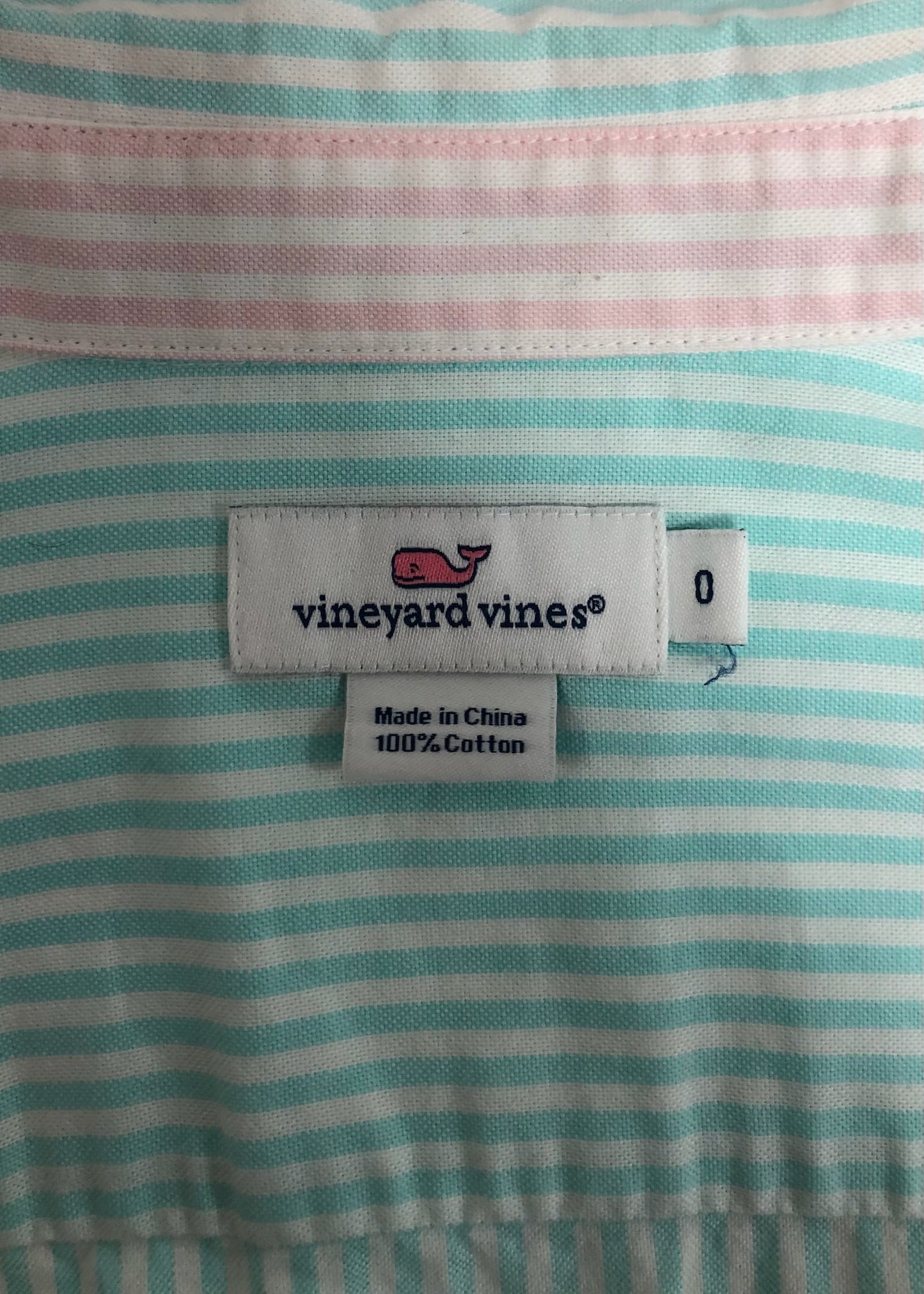 Camisa de mujer Vineyard Vines 🐳 con patrón de rayas en turquesa claro y blanco Talla XS (0) Entalle Regular