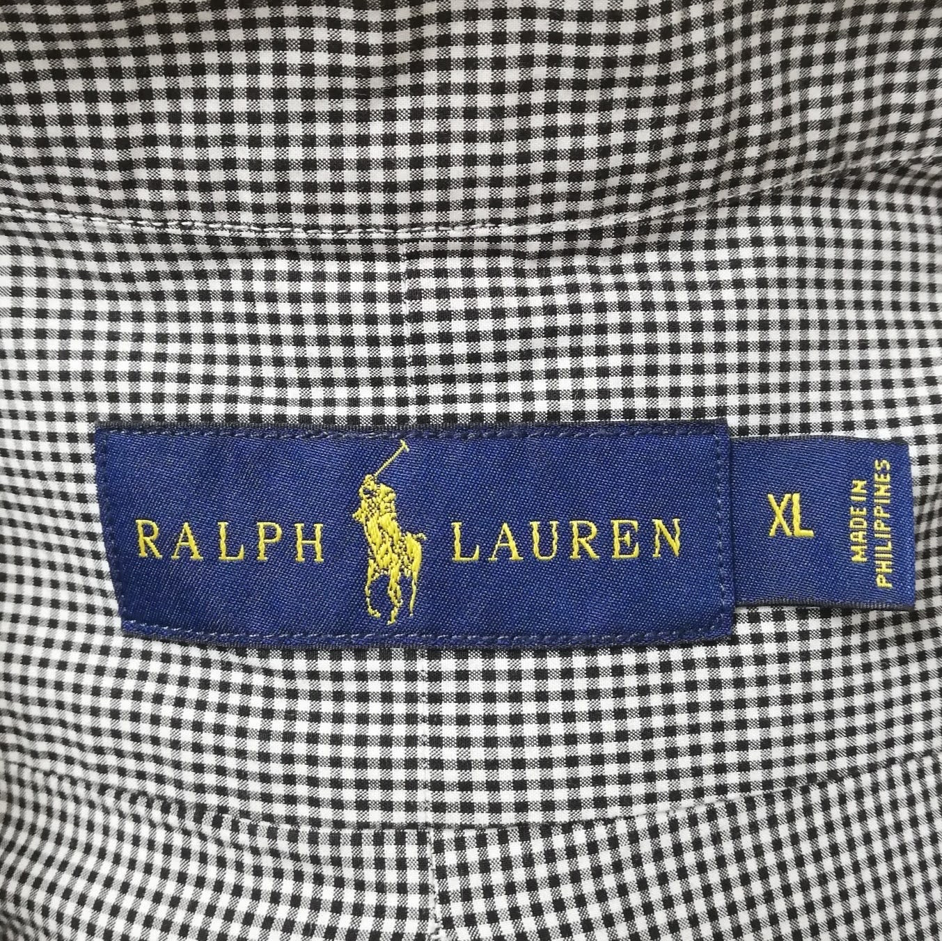 Camisa Polo Ralph Lauren 🏇🏼 con patron de cuadros finos en negro y blanco Talla XL Entalle Regular