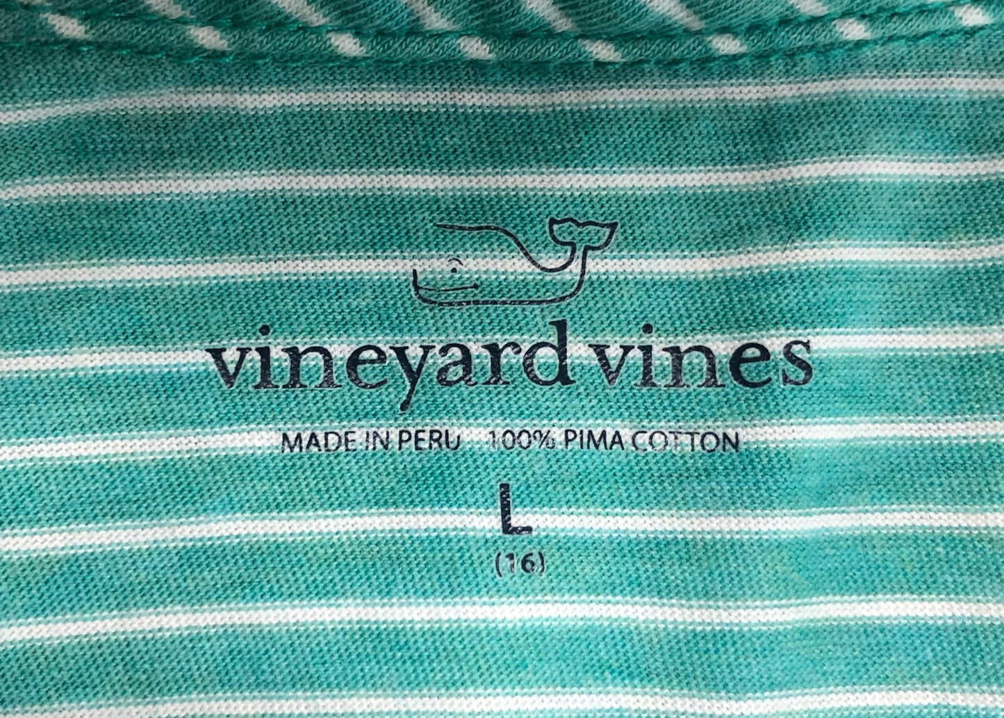 Camiseta Polo de niño Vineyard Vines 🐳 Pima con rayas en turquesa y blanco Talla L Entalle Regular