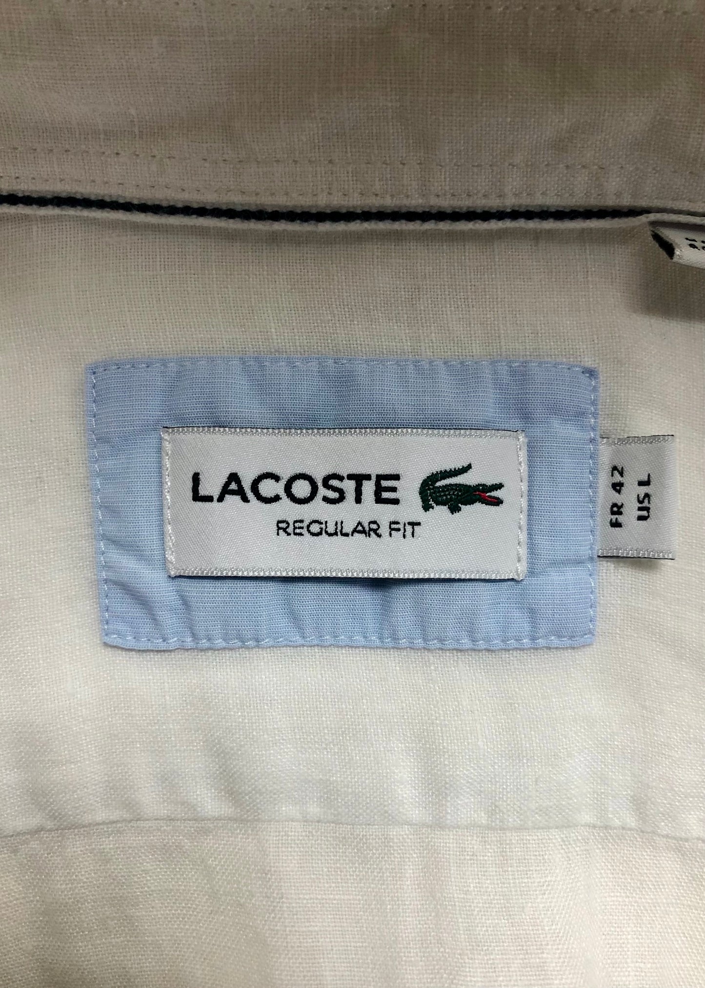 Camisa de botones Lacoste 🐊 de lino color blanco Talla L Entalle Regular