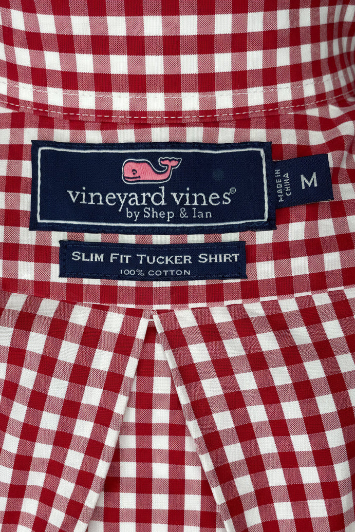 Camisa Vineyard Vines 🐳 de cuadros gingham en color rojo y blanco Talla M Entalle Slim Fit