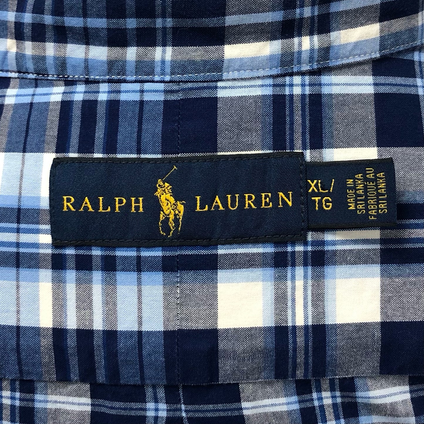 Camisa de botones Polo Ralph Lauren 🏇🏼 con patron de cuadros tartán azul, celeste y blanco Talla XL Entalle Regular
