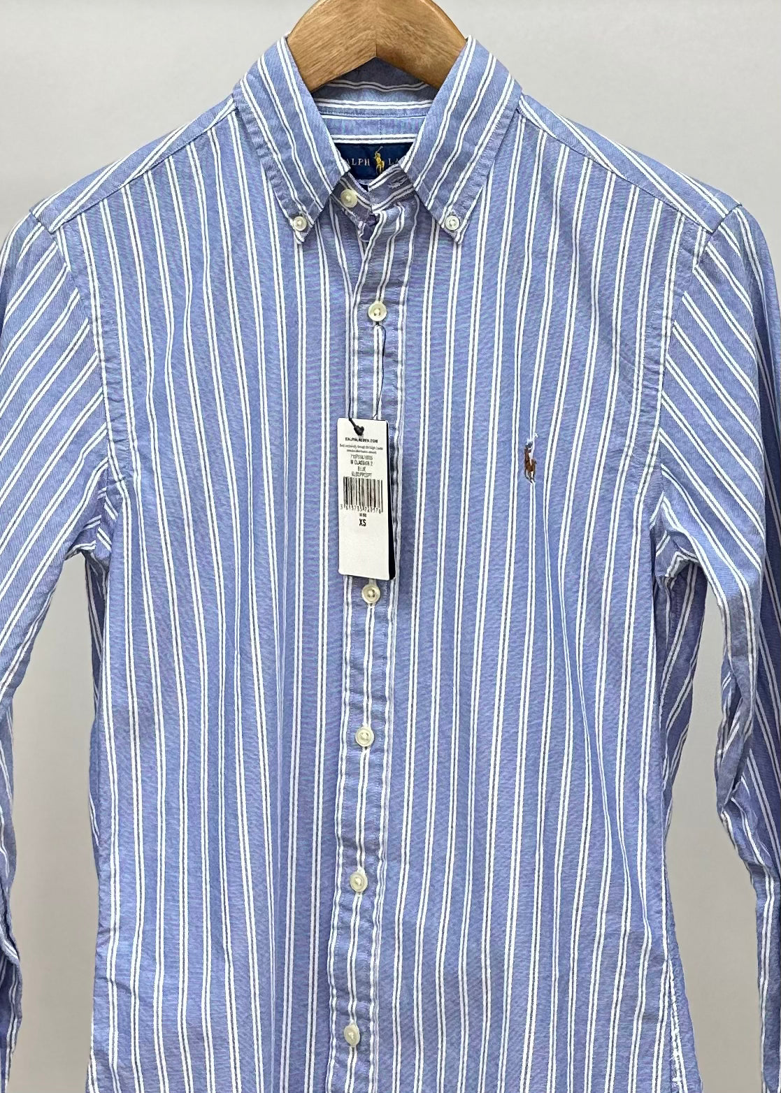 Camisa Polo Ralph Lauren Oxford color celeste con rayas en color bl Freshapparelpty
