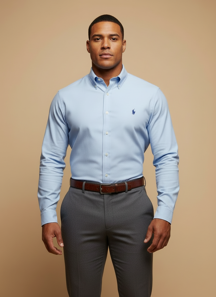 Camisa de botones Polo Ralph Lauren 🏇🏼 color celeste Talla L Entalle Regular