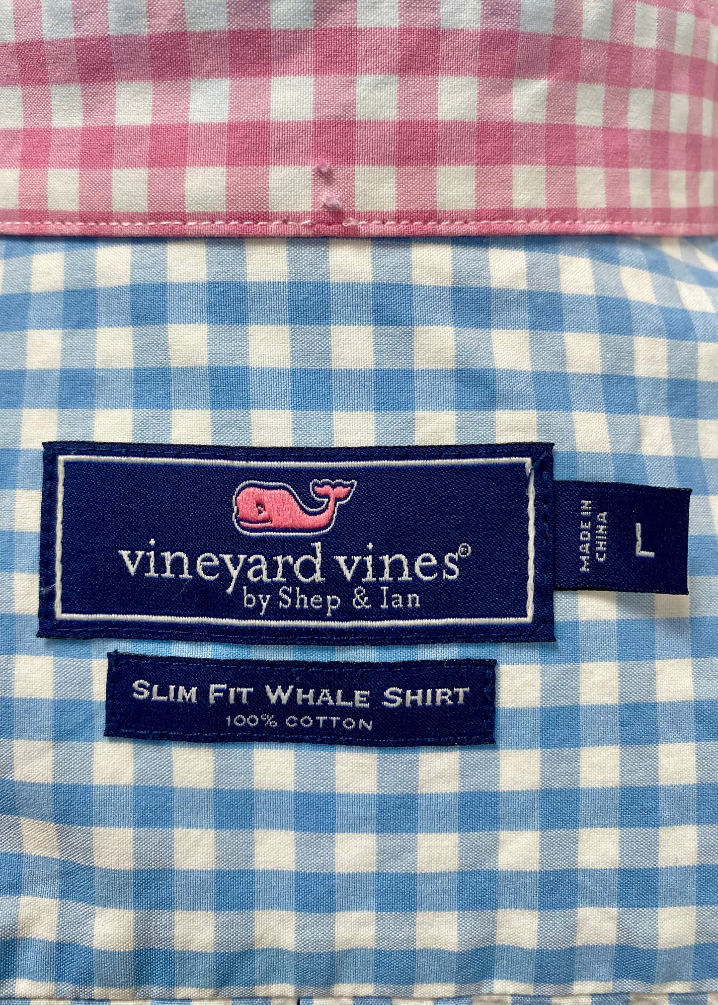 Camisa Vineyard Vines 🐳 con patrón del cuadros gingham multicolor Talla L Entalle Slim Fit (ver descripción)