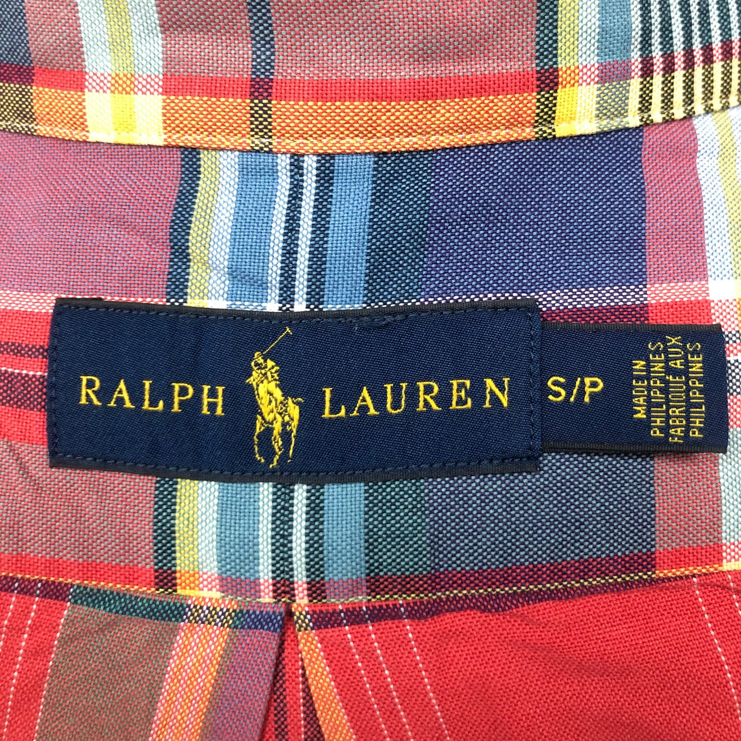 Camisa Polo Ralph Lauren 🏇🏼 Oxfod con patron de cuadros tartán en rojo, azul y amarillo Talla S Entalle Regular