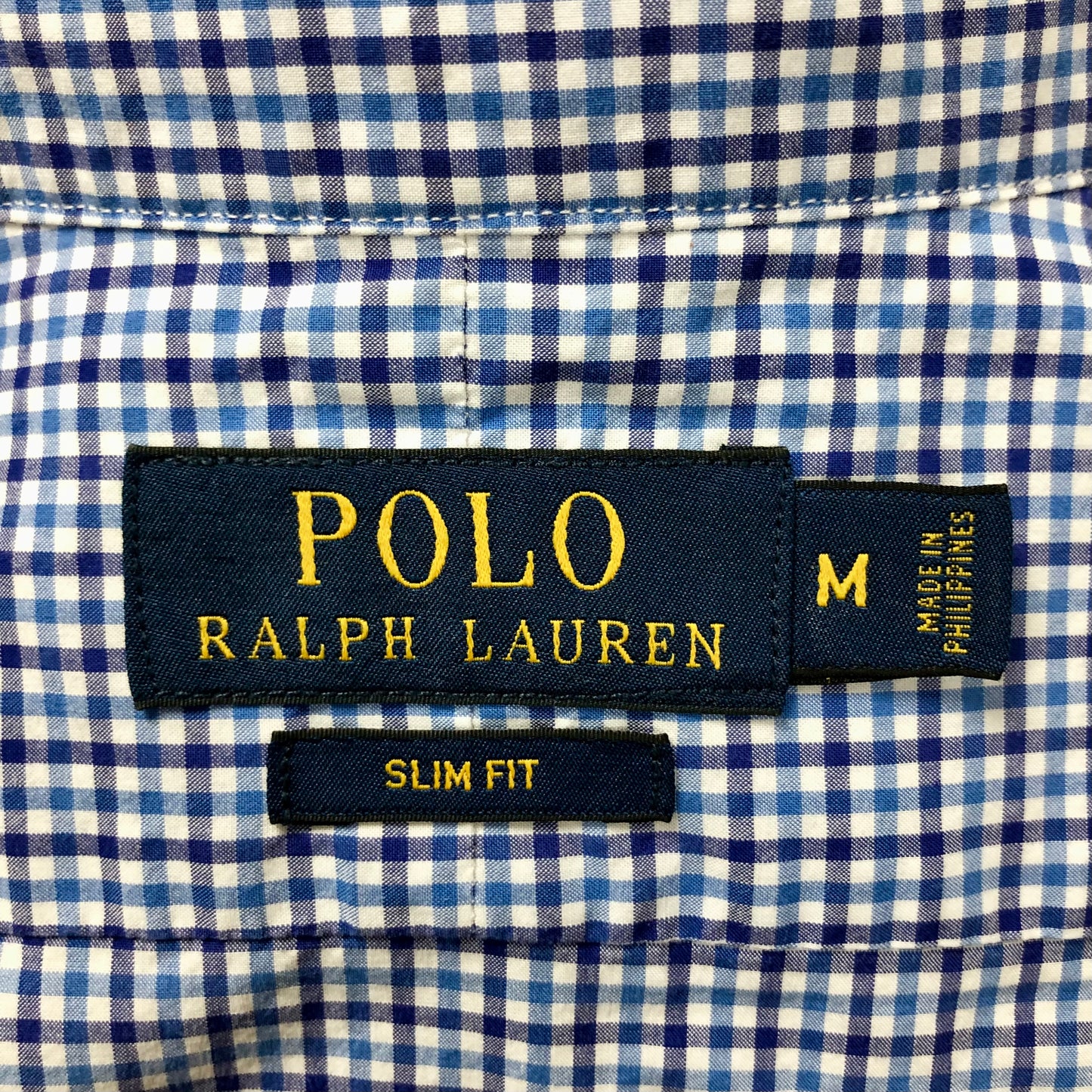 Camisa Polo Ralph Lauren 🏇🏼 con patron de cuadros celeste, azul y blanco Talla M Entalle Slim Fit