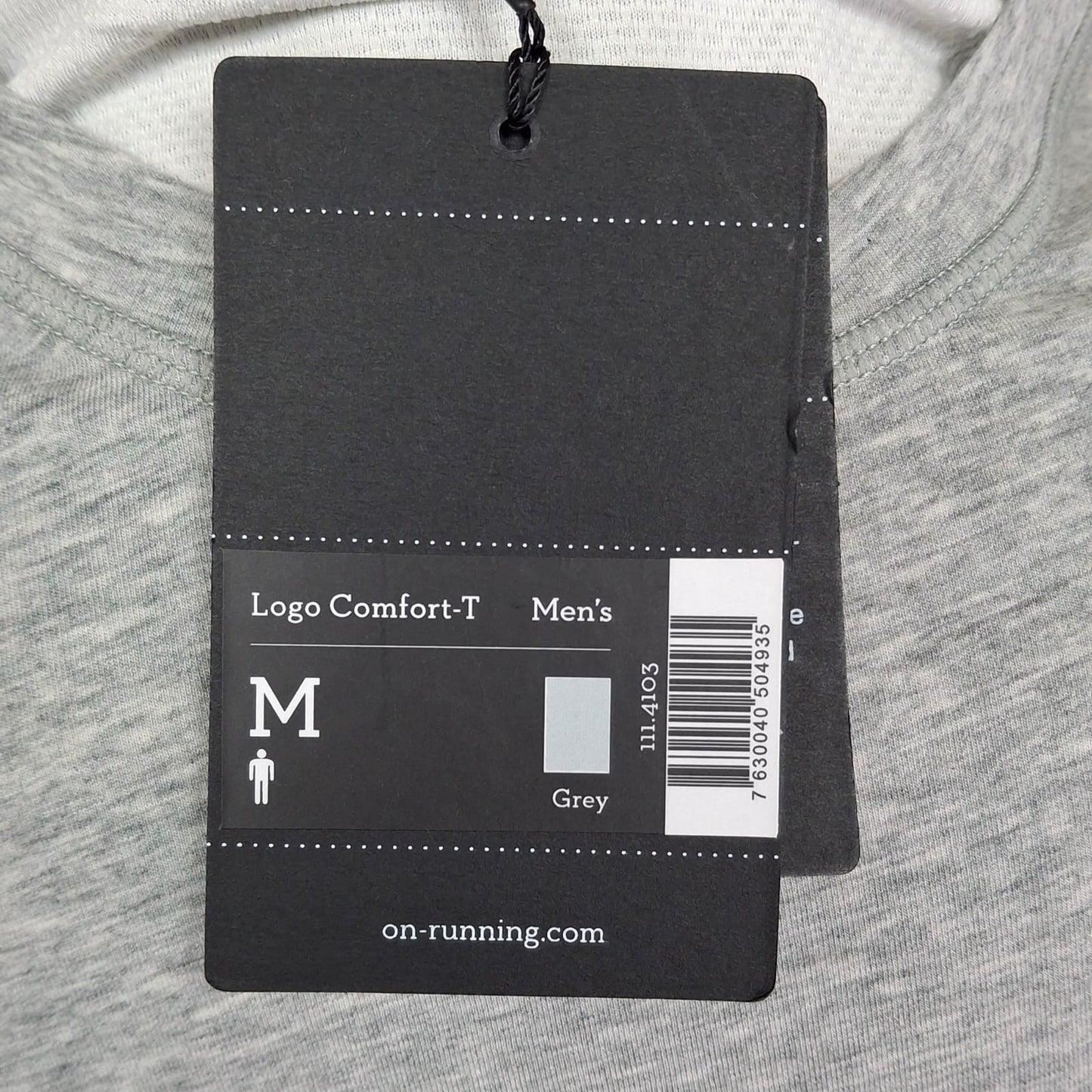 Camiseta de cuello redondo On Running 🏃🏻♂️ color gris claro con logo reflectante en color negro Talla M