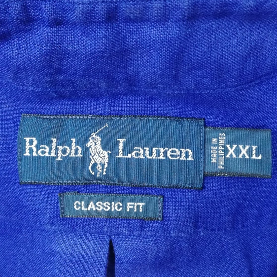 Camisa Polo Ralph Lauren 🏇🏼 de Lino en color azul intenso Talla XXL Entalle Clásico