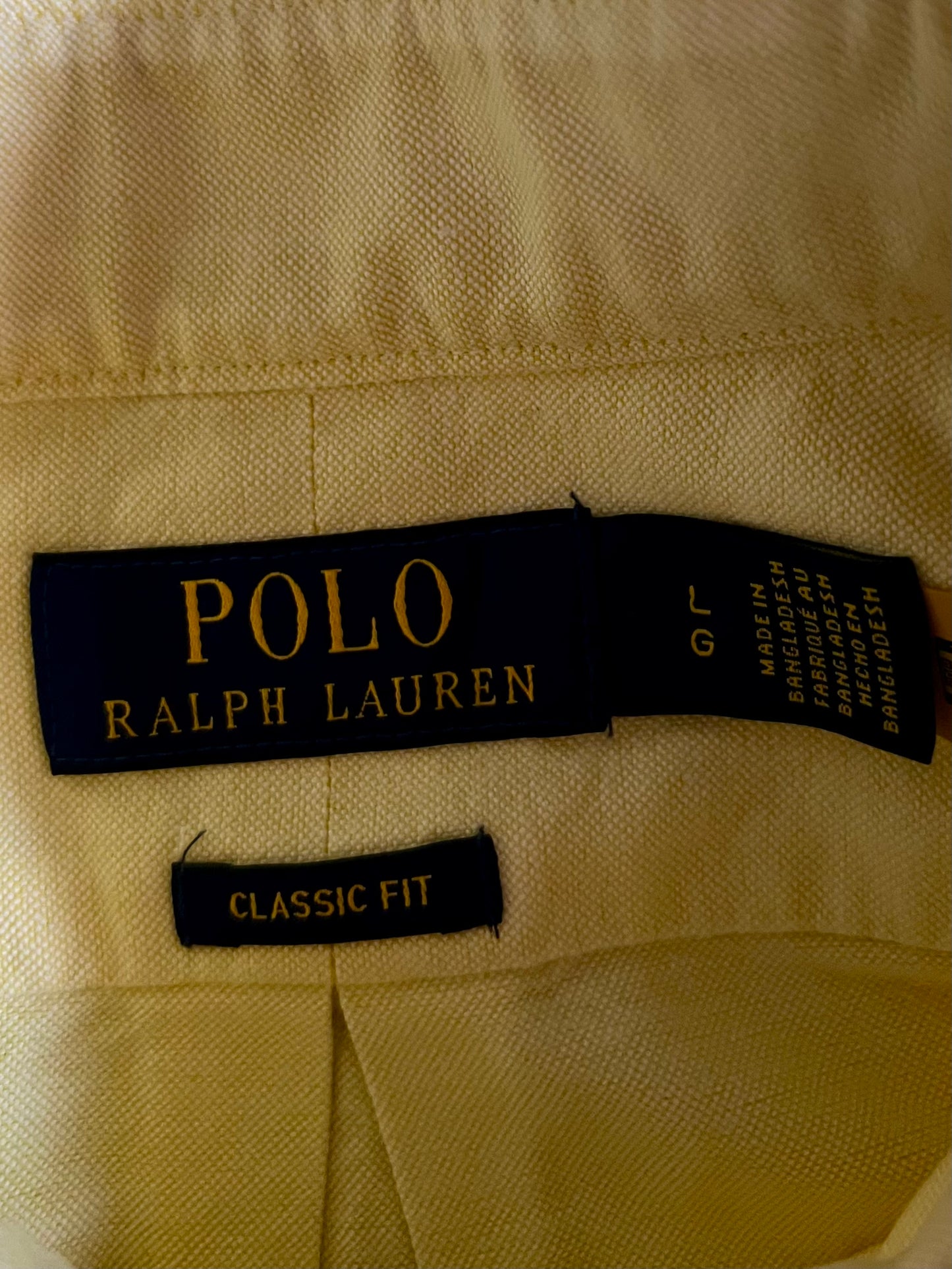 Camisa de botones Polo Ralph Lauren 🏇🏼 Oxford en color amarillo claro Talla L Entalle Clásico
