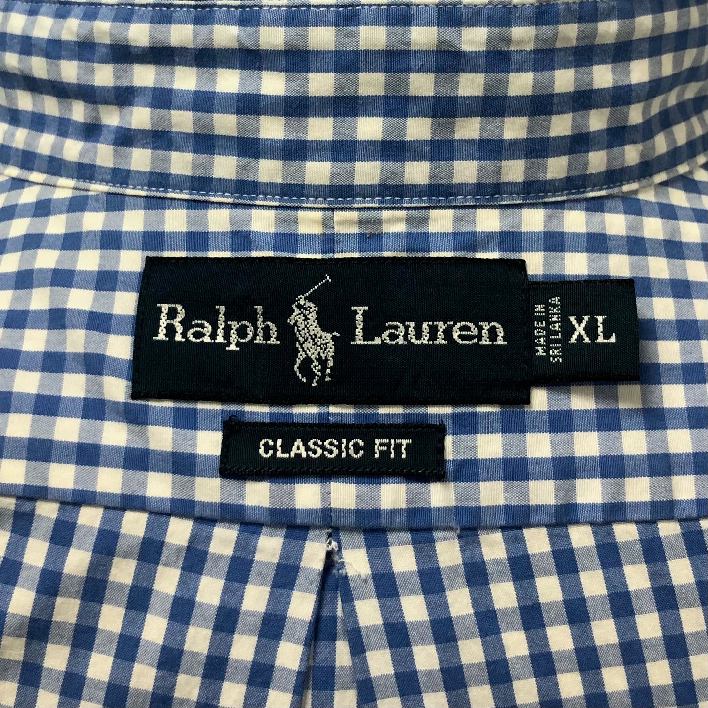 Camisa se botones Polo Ralph Lauren 🏇🏼 con patrón de cuadros gingham celeste y blanco Talla XL Entalle Clásico