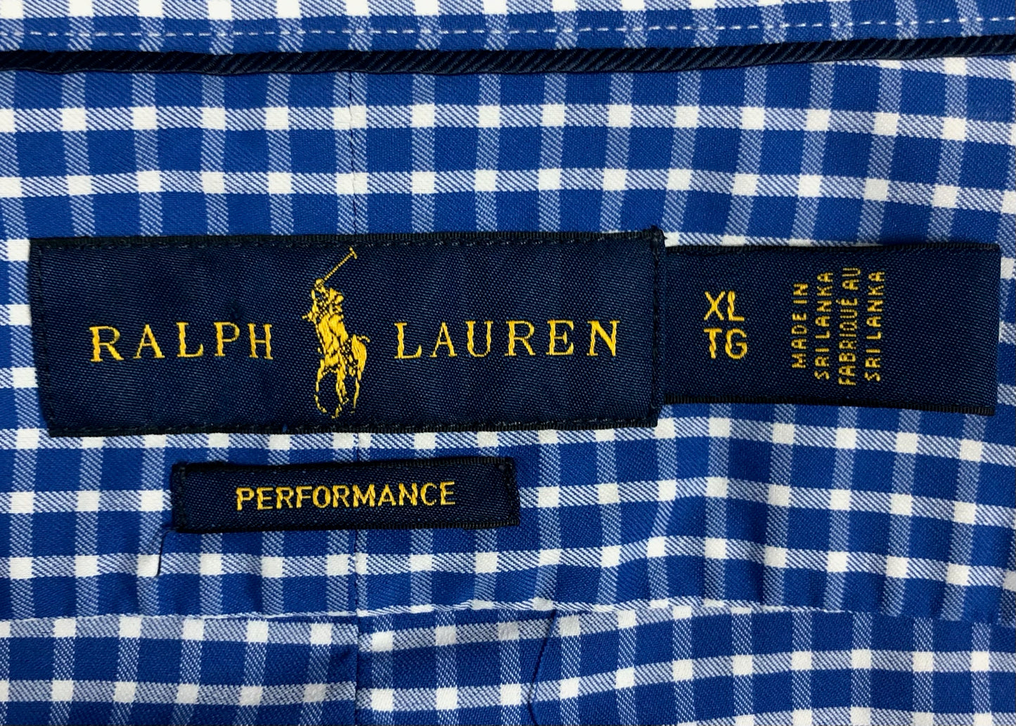 Camisa de botones Polo Ralph Lauren 🏇🏼 Performance de cuadros azul y blanco Talla XL Entalle Regular