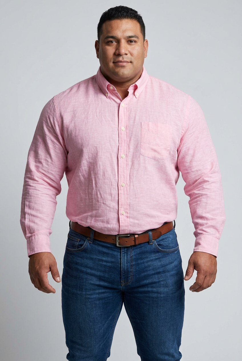Camisa Brooks Brothers 🐑 De lino color rosado claro Talla XXL Entalle Regular