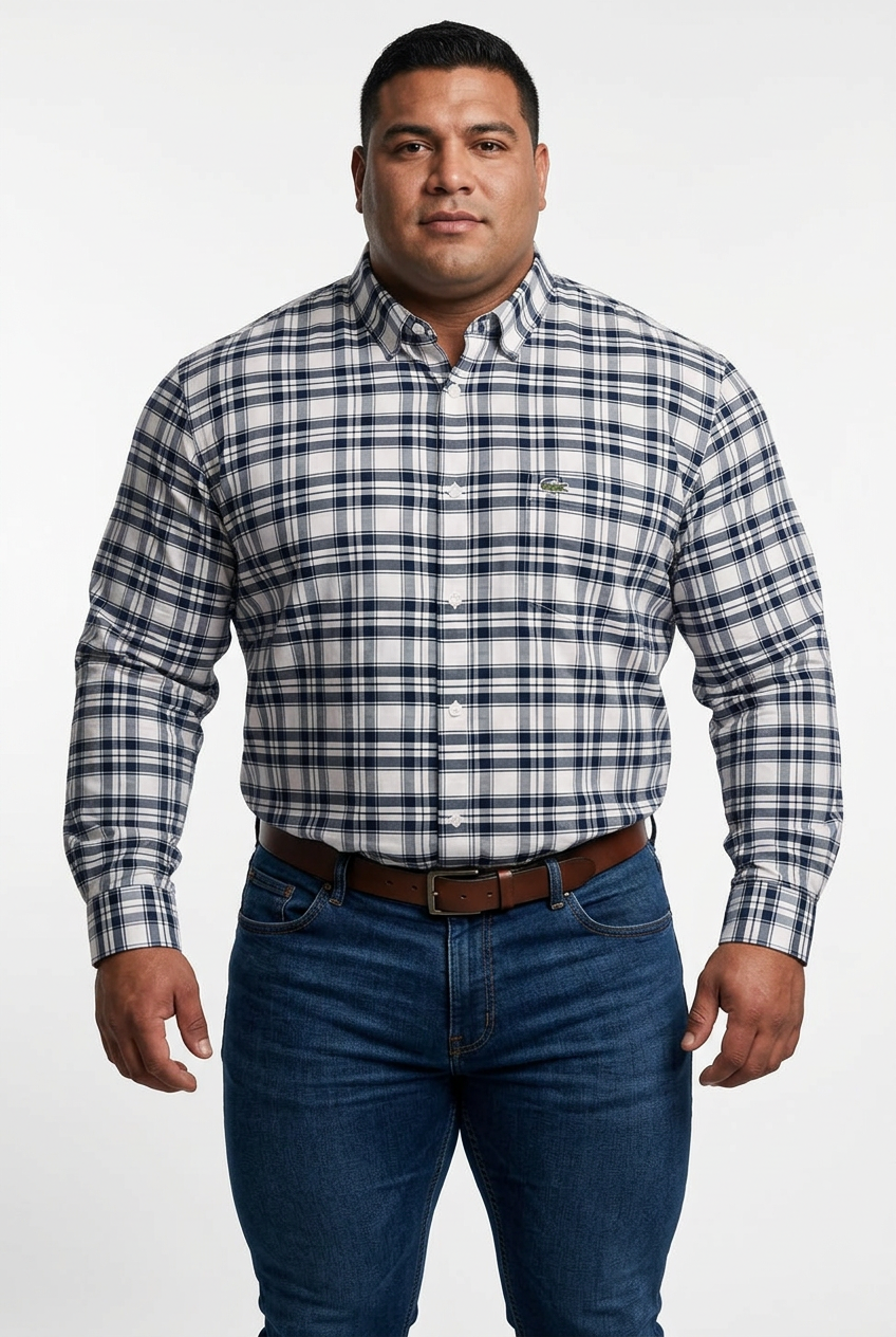 Camisa de botones Lacoste 🐊 de cuadros en color negro y blanco Talla XL Entalle Regular