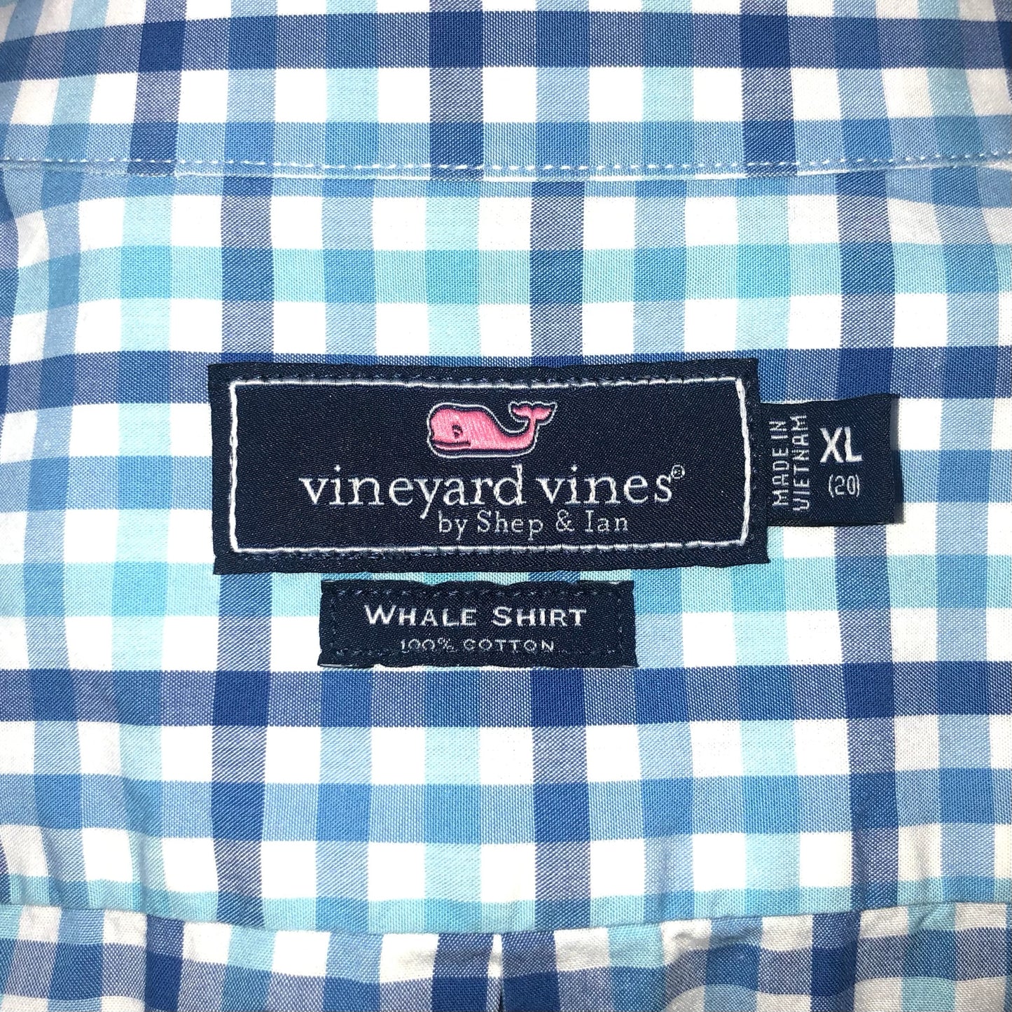 Camisa de niño Vineyard Vines 🐳 con patrón de cuadros en color turquesa, azul y blanco Talla XL Entalle Regular