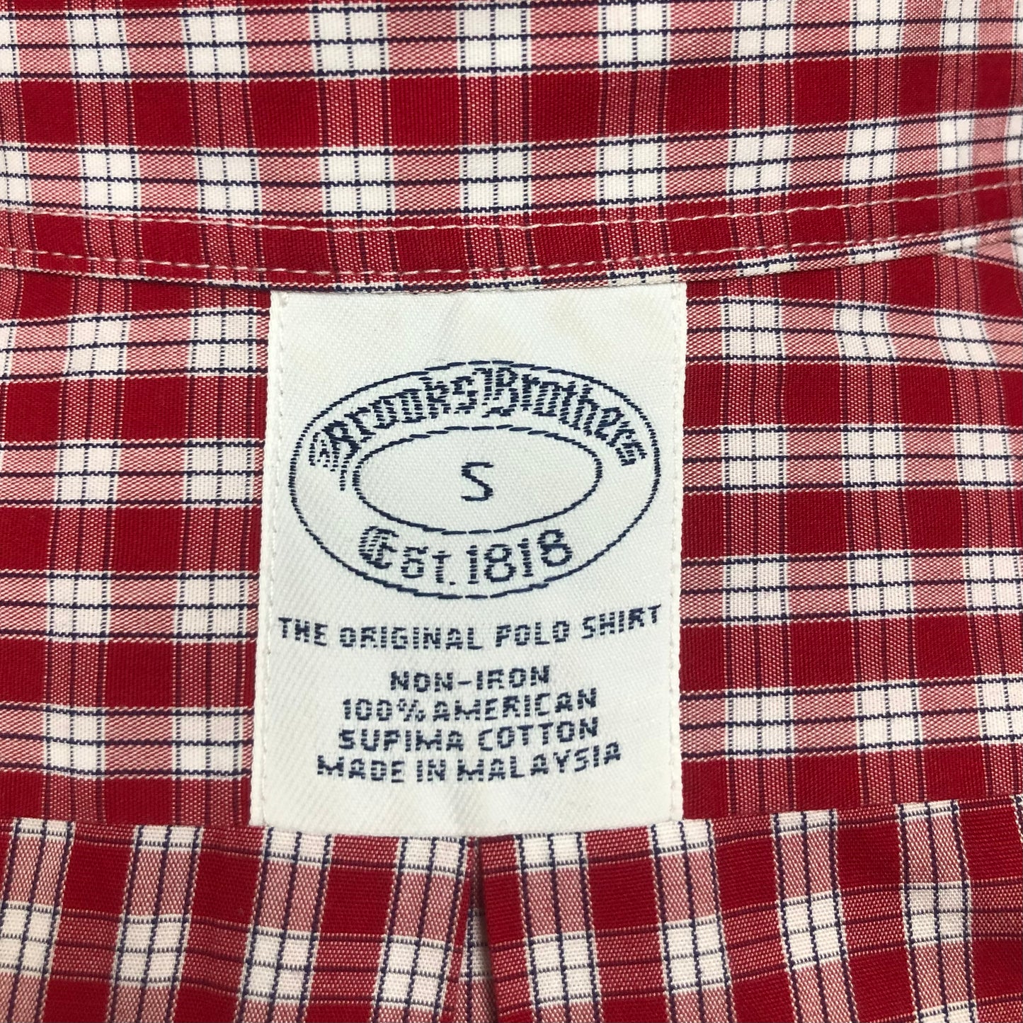 Camisa Brooks Brothers 🐑 de cuadros gingham en color rojo y blanco Talla Small Entalle Regular