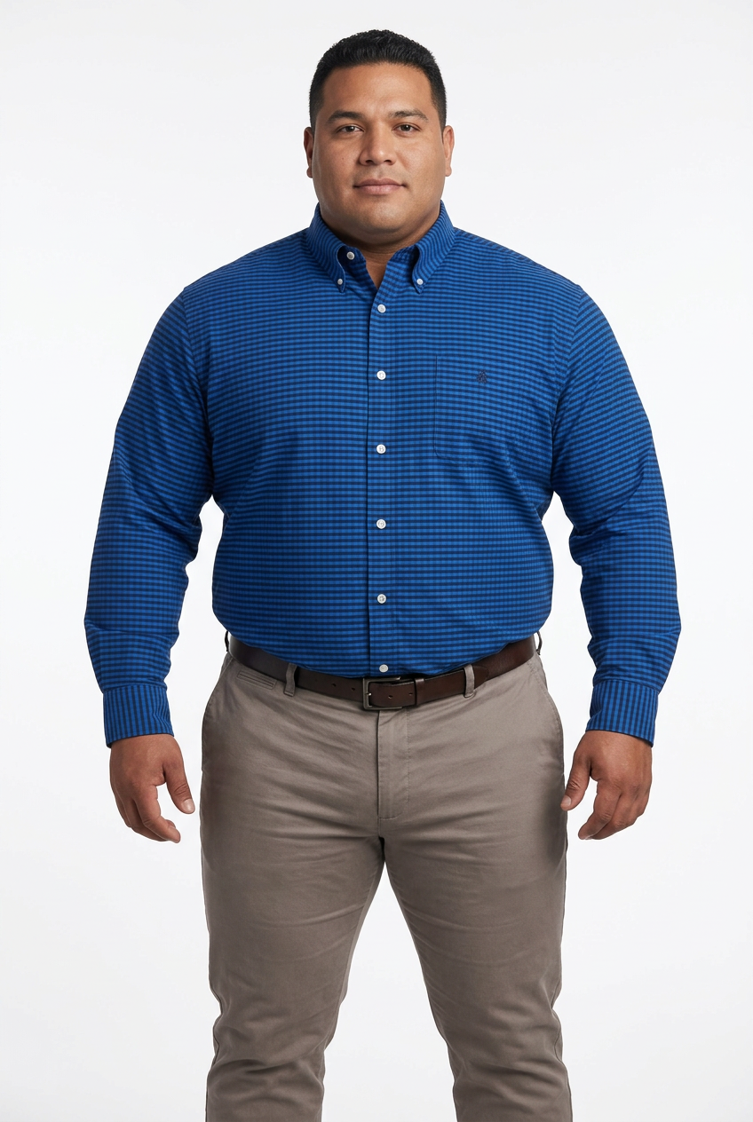 Camisa de botones Brooks Brothers 🐑 de cuadros gingham en azul y negro Talla XXL Entalle Regular