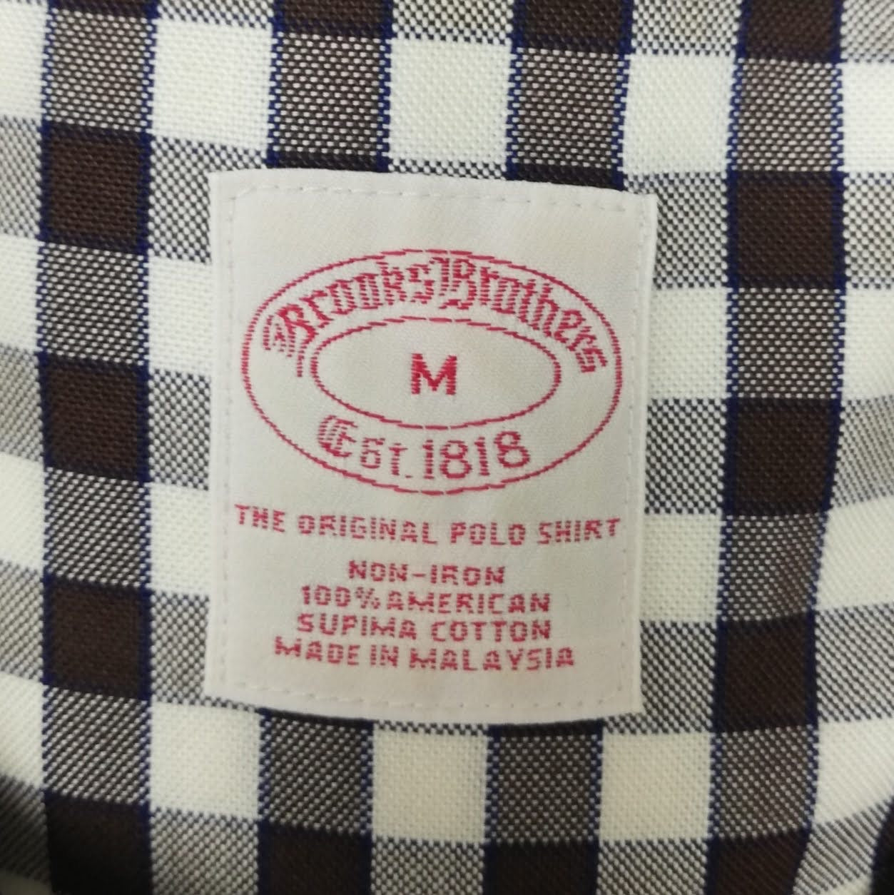 Camisa Brooks Brothers 🐑 con cuadros gingham en rojo oscuro oscuro y blanco Talla L Entalle Regular