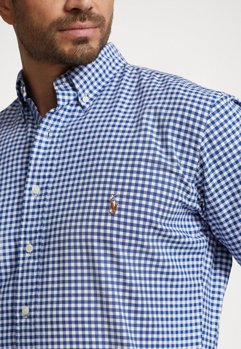 Camisa de botones Polo Ralph Lauren 🏇🏼 Oxford de cuadros gingham azul y blanco Talla L Entalle Clásico
