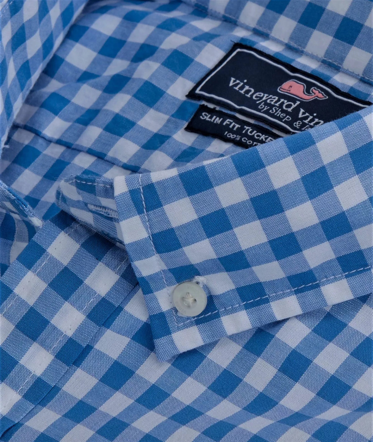 Camisa de cuadros Vineyard Vines 🐳 de cuadros gingham en color azul y gris Talla S Entalle Slim Fit