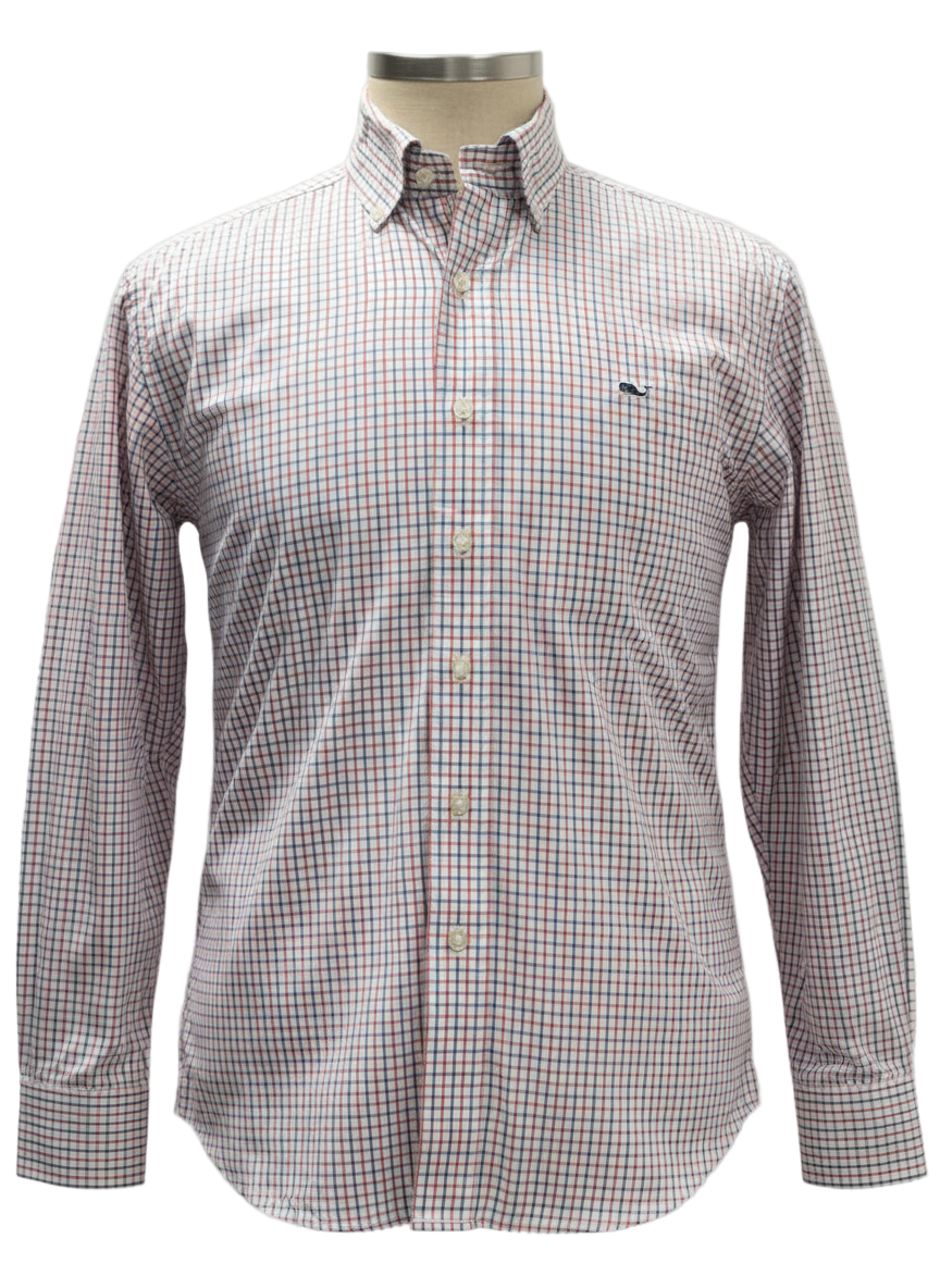 Camisa de botones Vineyard Vines 🐳 color blanco de cuadros en color azul y rojo Talla S Entalle Regular (ver descripción)
