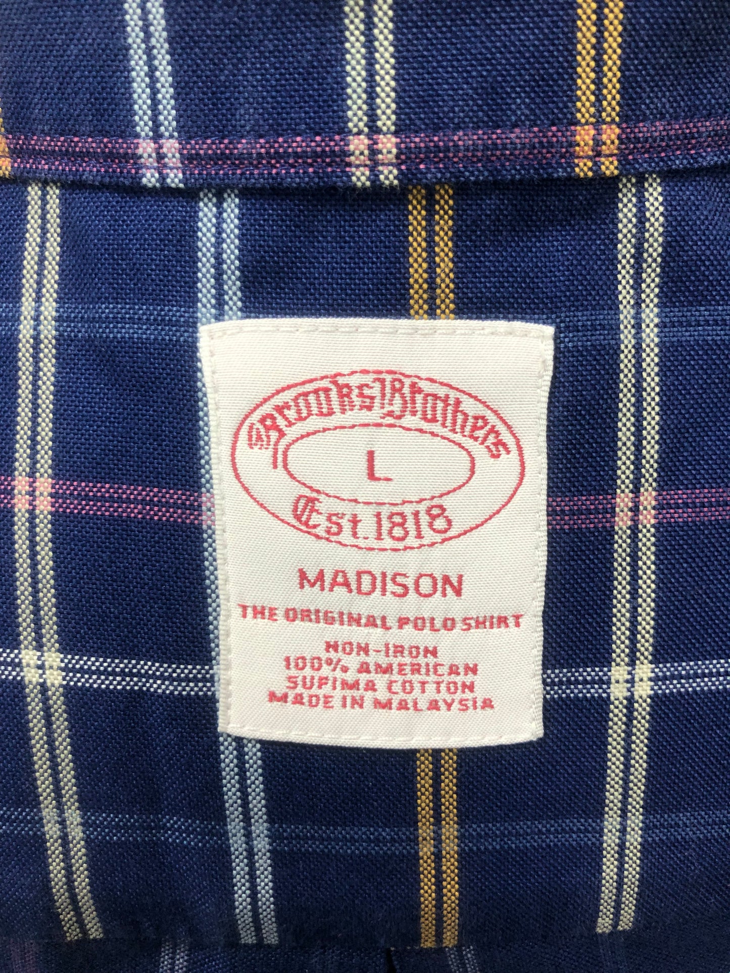 Camisa Brooks Brothers 🐑 color azul con cuadros en lila y blanco Talla XL Entalle Regular