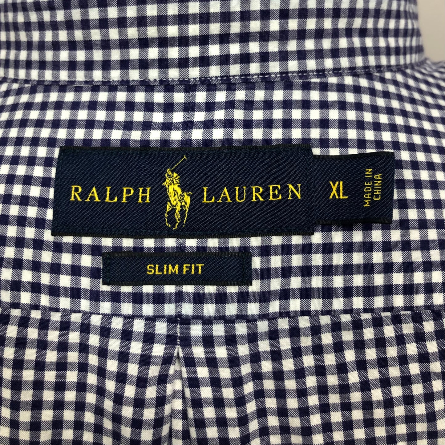 Camisa Polo Ralph Lauren 🏇🏼 con patron de cuadros gingham azul y blanco Talla XL Entalle Slim Fit