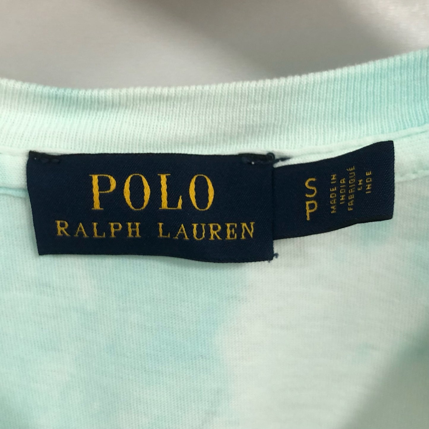 Camiseta cuello redondo de mujer Polo Ralph Lauren 🏇🏼 color turquesa y blanco con diseño de logo en letras en color blanco Talla S Entalle Regular