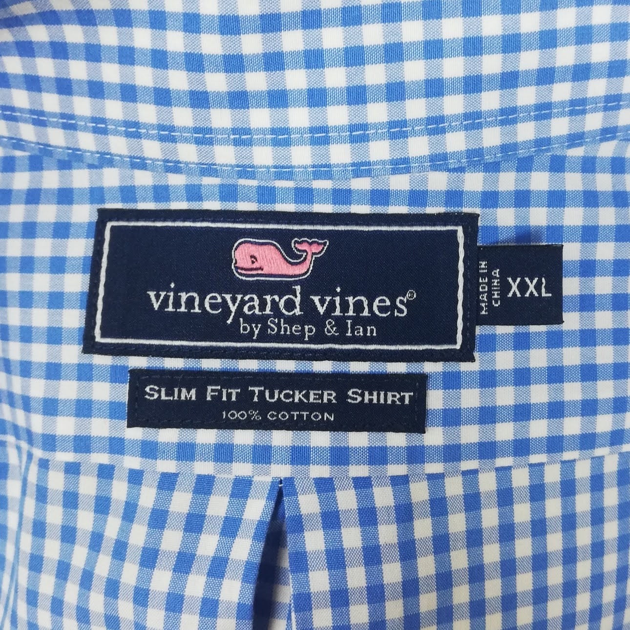 Camisa de cuadros Vineyard Vines 🐳 en color Celeste y blanco Talla XXL Entalle Slim Fit