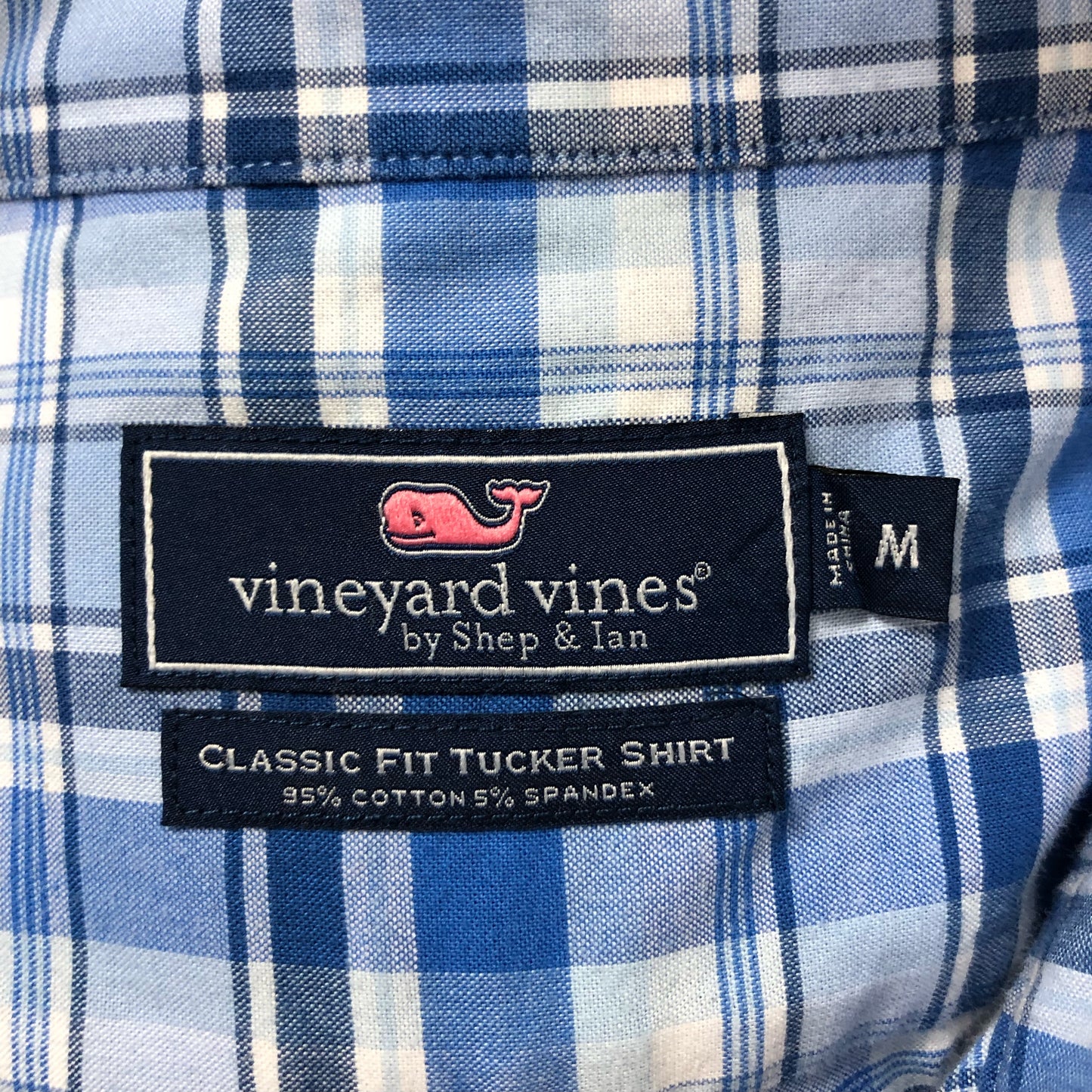 Camisa de botones Vineyard Vines 🐳 con patrón de cuadros en color azul, celeste y blanco Talla M Entalle Clásico