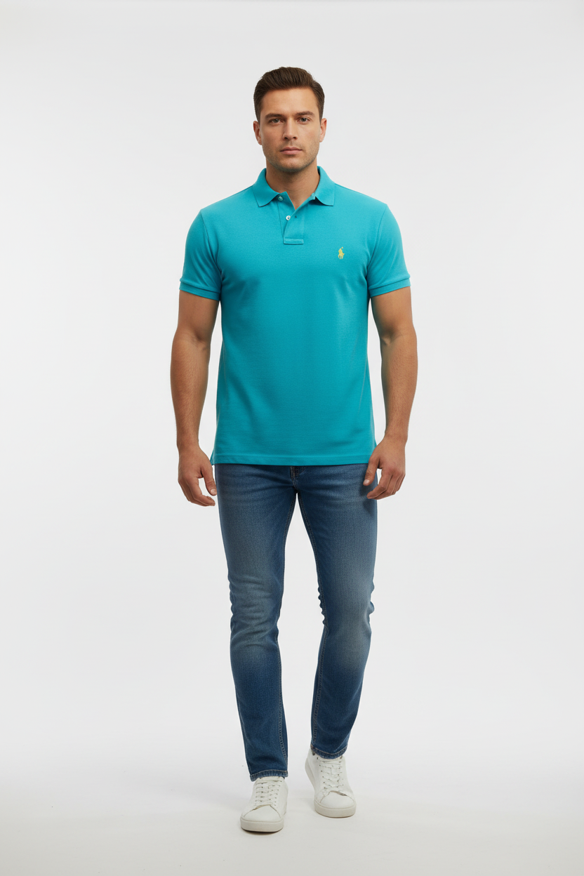 Camiseta Polo Ralph Lauren 🏇🏼 color turquesa Talla L Entalle Custom Fit