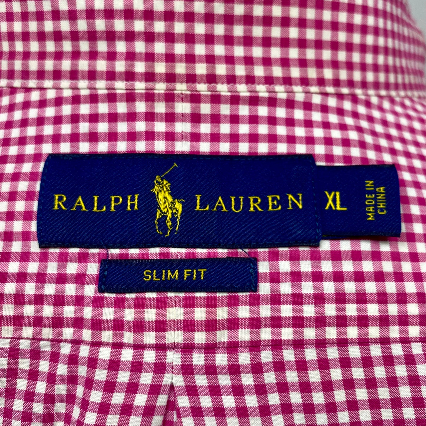 Camisa Polo Ralph Lauren 🏇🏼 de cuadros gingham rosado y blanco Talla XL Entalle Slim Fit