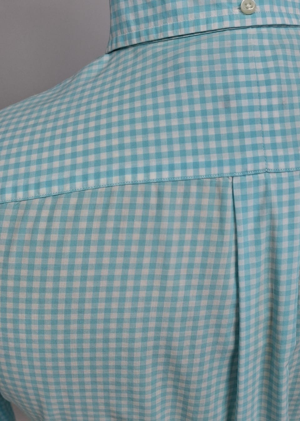 Camisa Polo Ralph Lauren 🏇🏼 con patrón de cuadros gingham turquesa y blanco Talla M Entalle Custom Fit