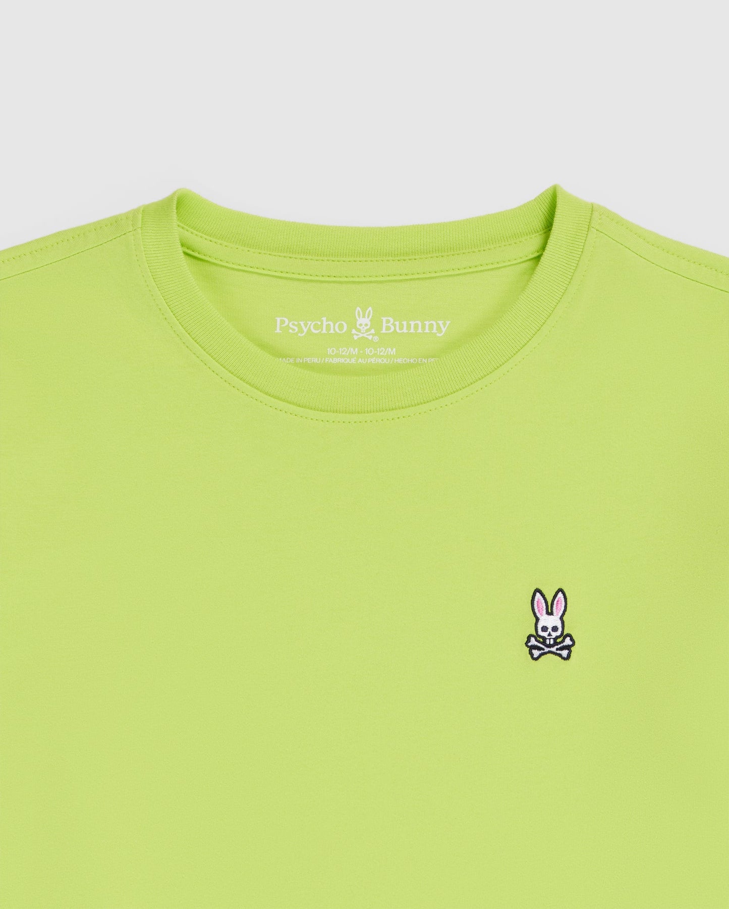 Camiseta de niño cuello redondo Psycho Bunny 🐰 color verde lima Talla L y XL