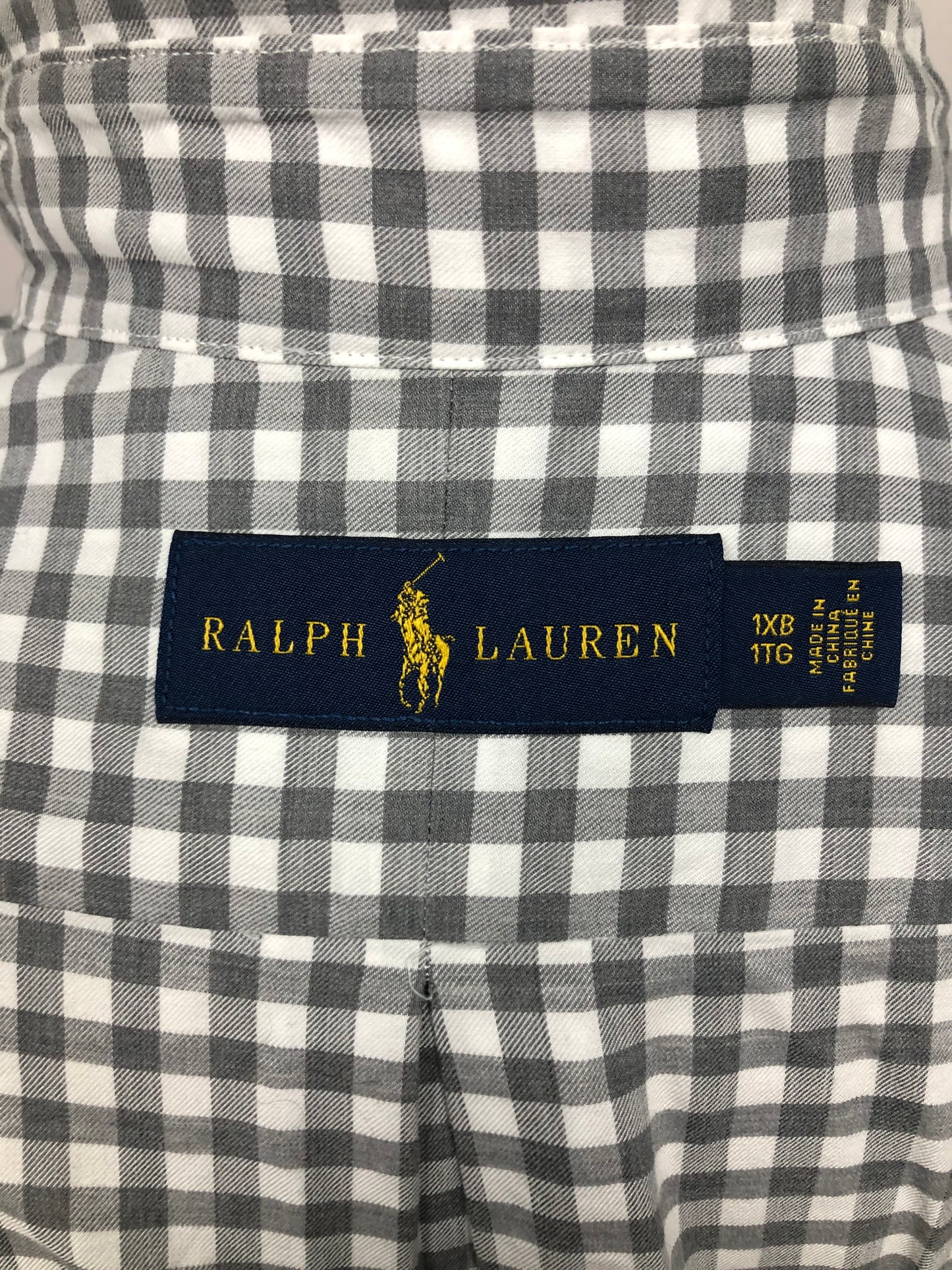 Camisa Polo Ralph Lauren 🏇🏼 con patron de cuadros gingham gris y blanco Talla XXL Entalle Regular