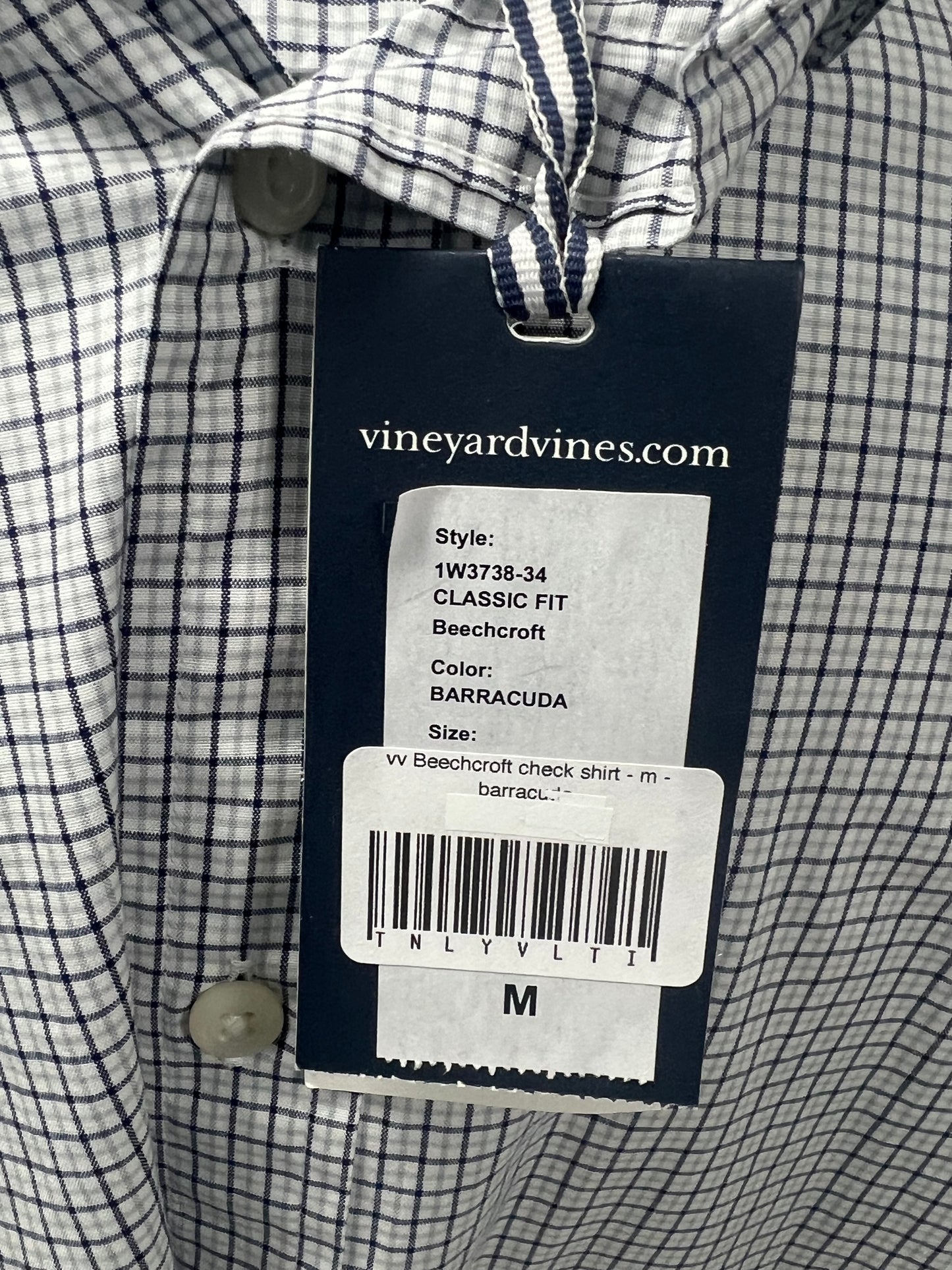 Camisa de botones Vineyard Vines 🐳 de cuadros en color negro y blanco Talla M Entalle Clasico